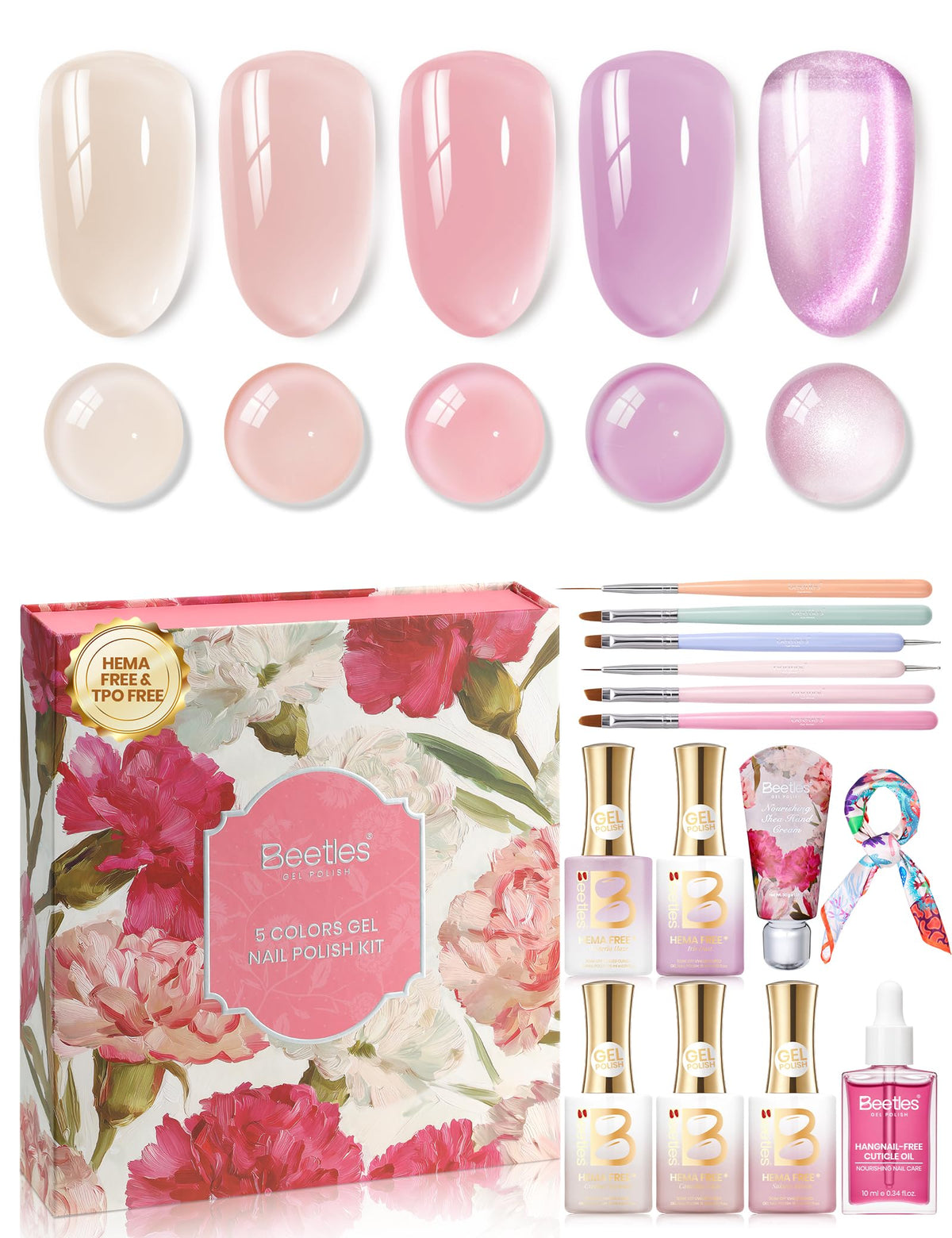 Beetles Gel Nail Polish Kit with U V Light - 80Pcs 55 Colors Gel Nail Kit