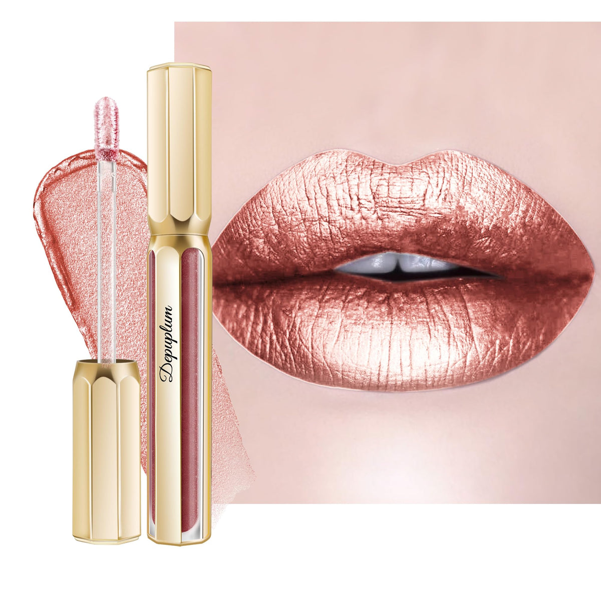 Depuplum Purple Lipsticks for Women Metallic Glitter Lipstick Long Lasting