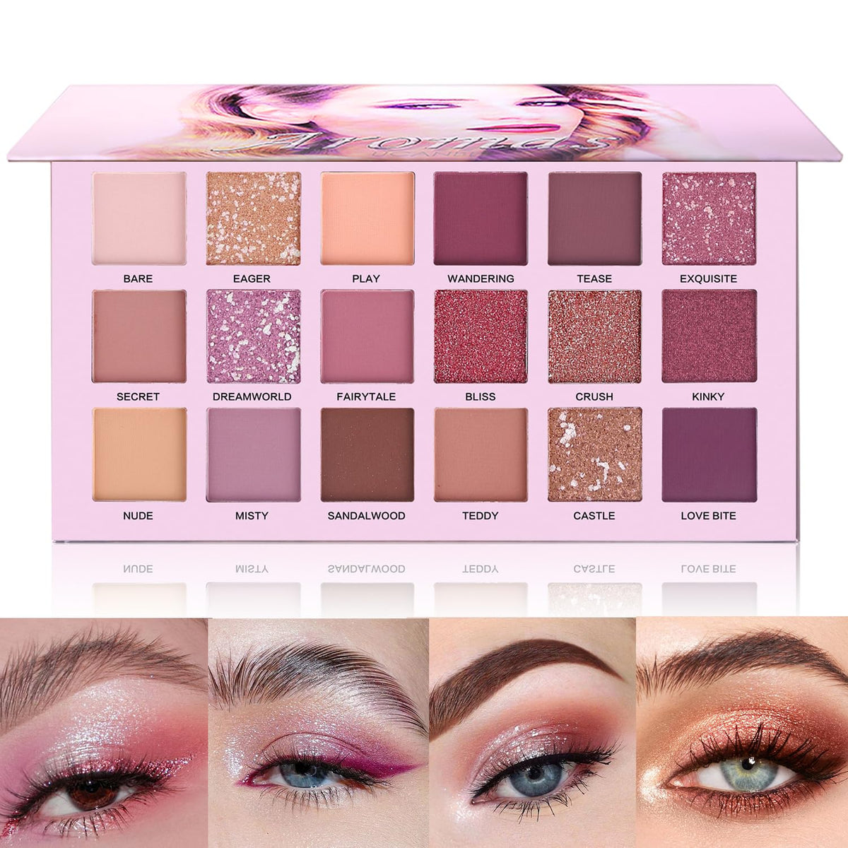 UCANBE Makeup Kit for Women & Teens,18 Colors Nude Eyeshadow +7pcs Soft Makeup Brushes + Pink Cosmetic Bag Makeup Sets, Shimmer Matte Glitter Makeup Palettes Set for Girls Beginners & Professional