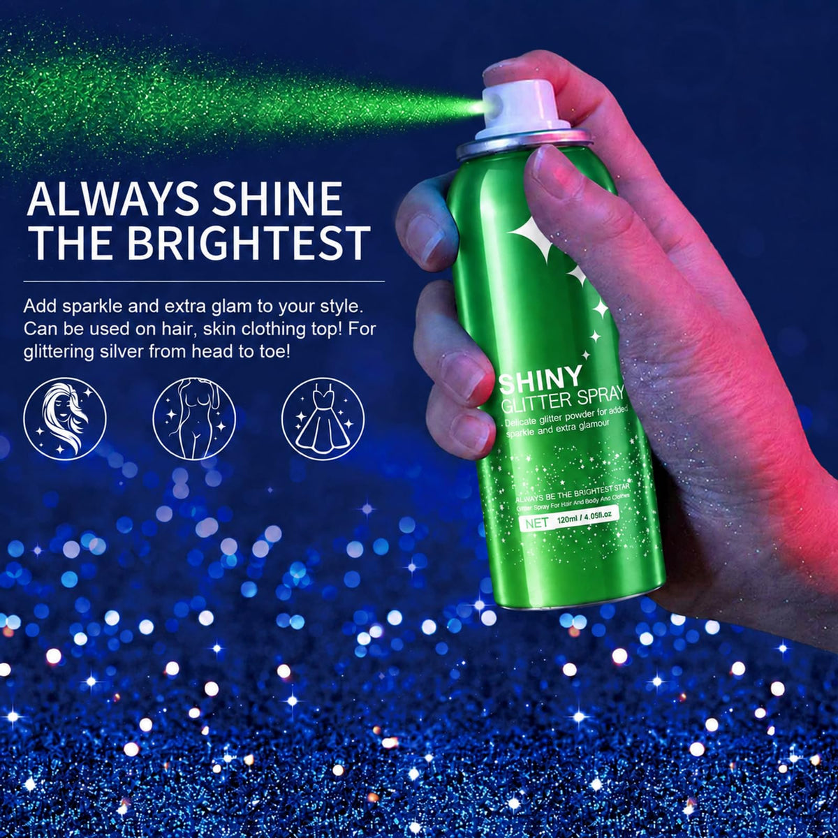 HANYWIL Body Glitter, Glitter Spray for Hair and Body, Spray, Hairspray Clothes, Long-Lasting Shimmer Suitable Stage, Festival Rave Makeup Prom 2.11 Fl Oz