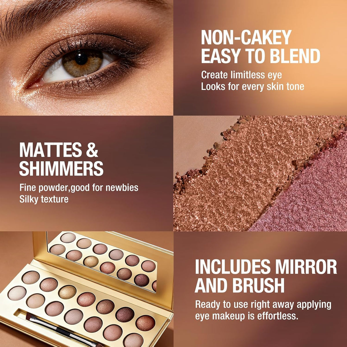 14-Color Baked Eyeshadow Palette, Matte & Shimmer, Nocturnal Nebula