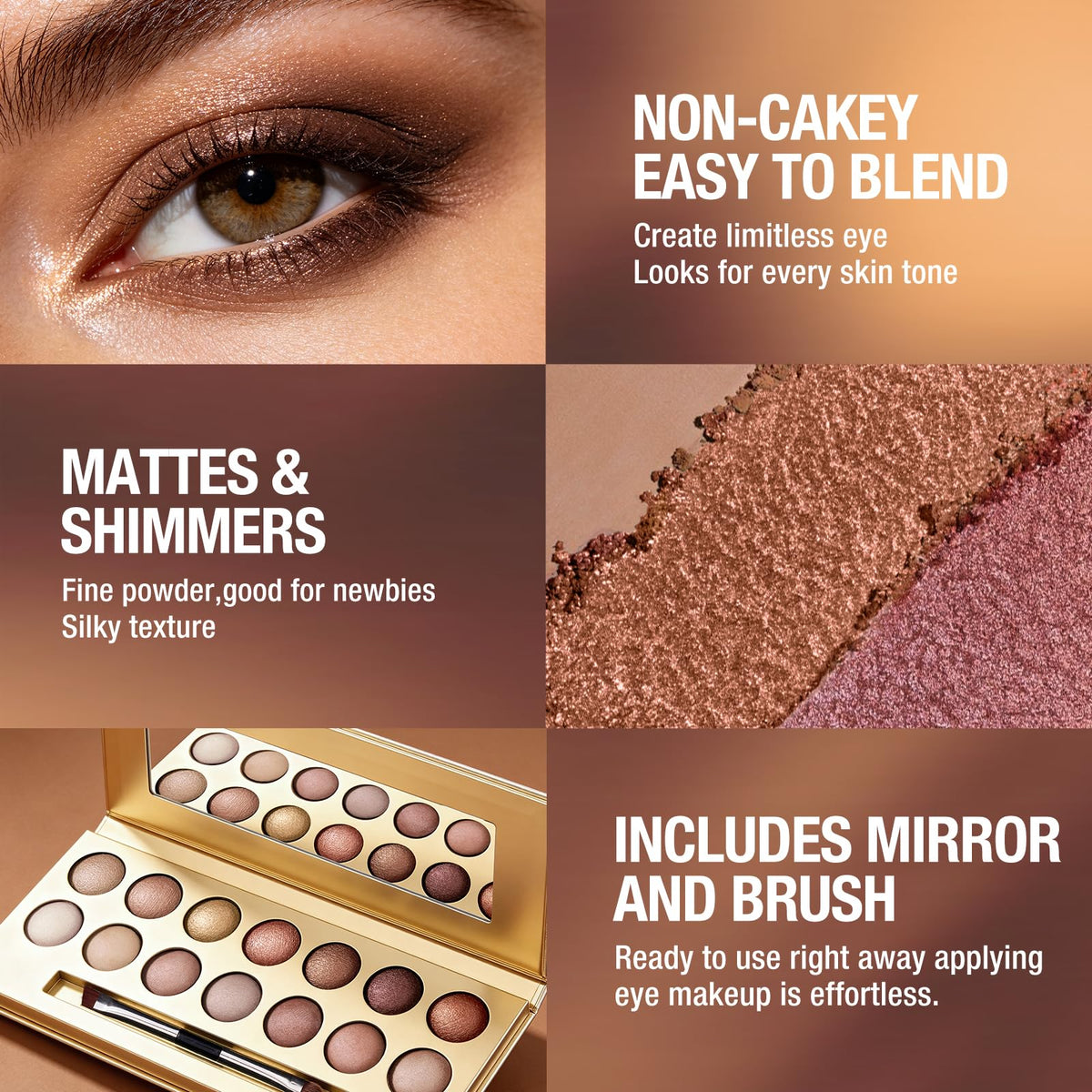 14-Color Baked Eyeshadow Palette, Matte & Shimmer, Nocturnal Nebula