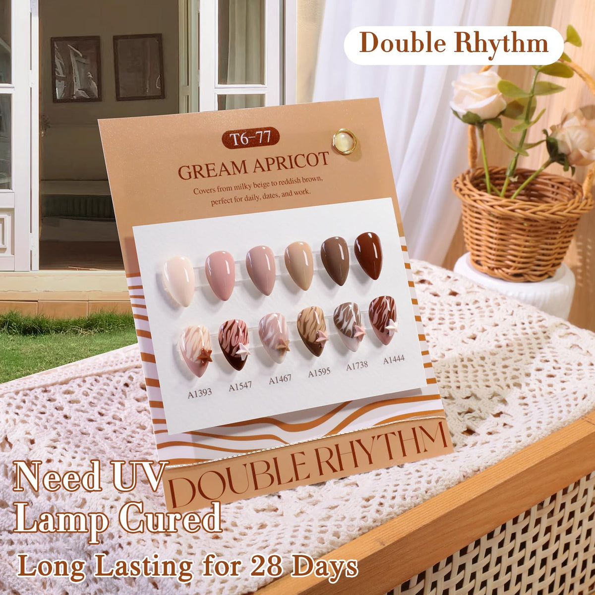 Double Rhythm 6 Pcs 15 ML Gel Polish Set Same Color Same Bottle Soak Off Gel Polish Kit Nail Art Manicure Salon DIY at Home for Women (Dark Light Brown Orange Maroon-T6-6)