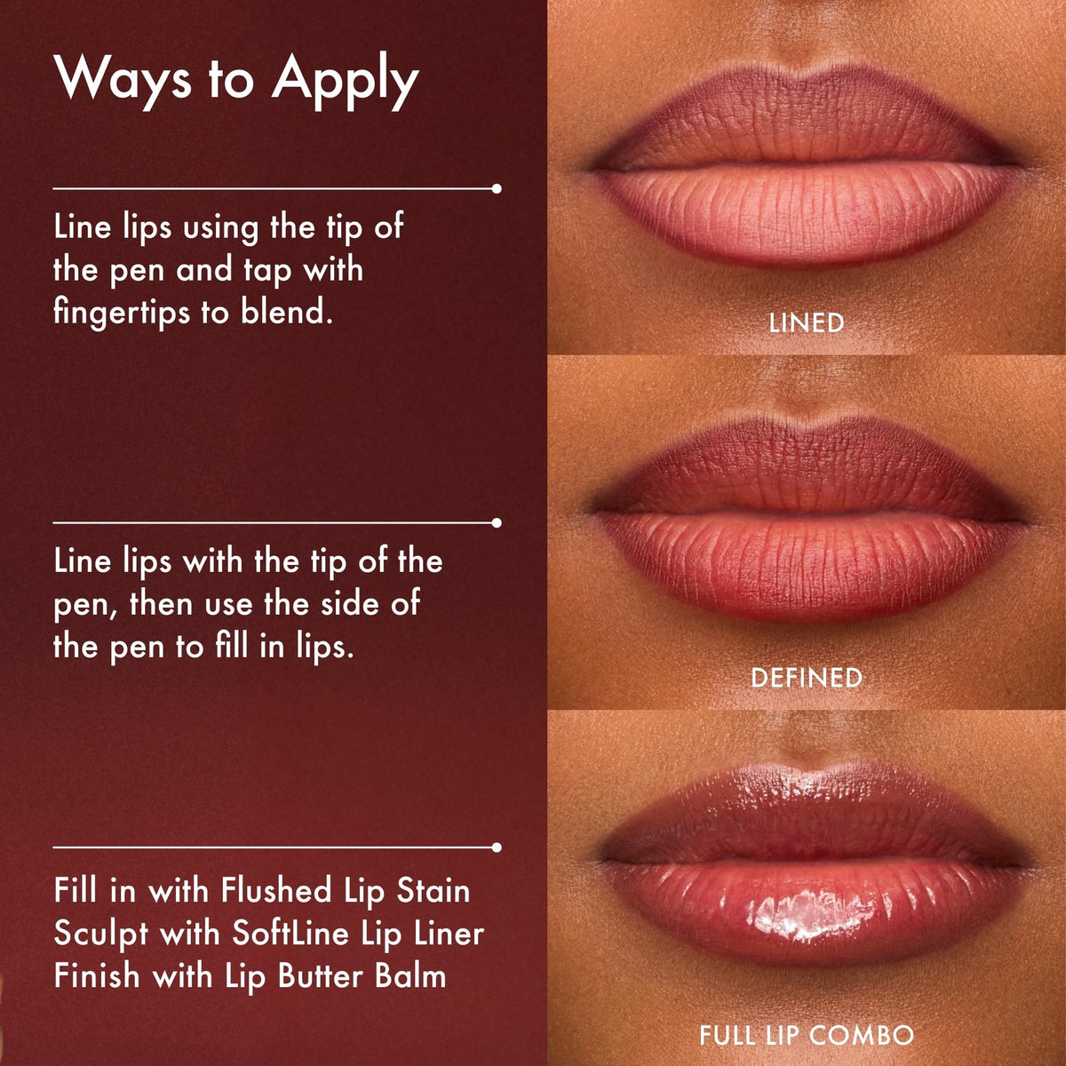 Summer Fridays Flushed Lip Stain Liner, 12hr Wear & Transfer-Proof, Rosette