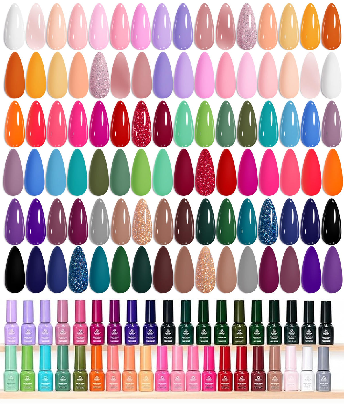 Beetles Fall Gel Nail Polish Set, 20 Colors Orange Yellow Brown