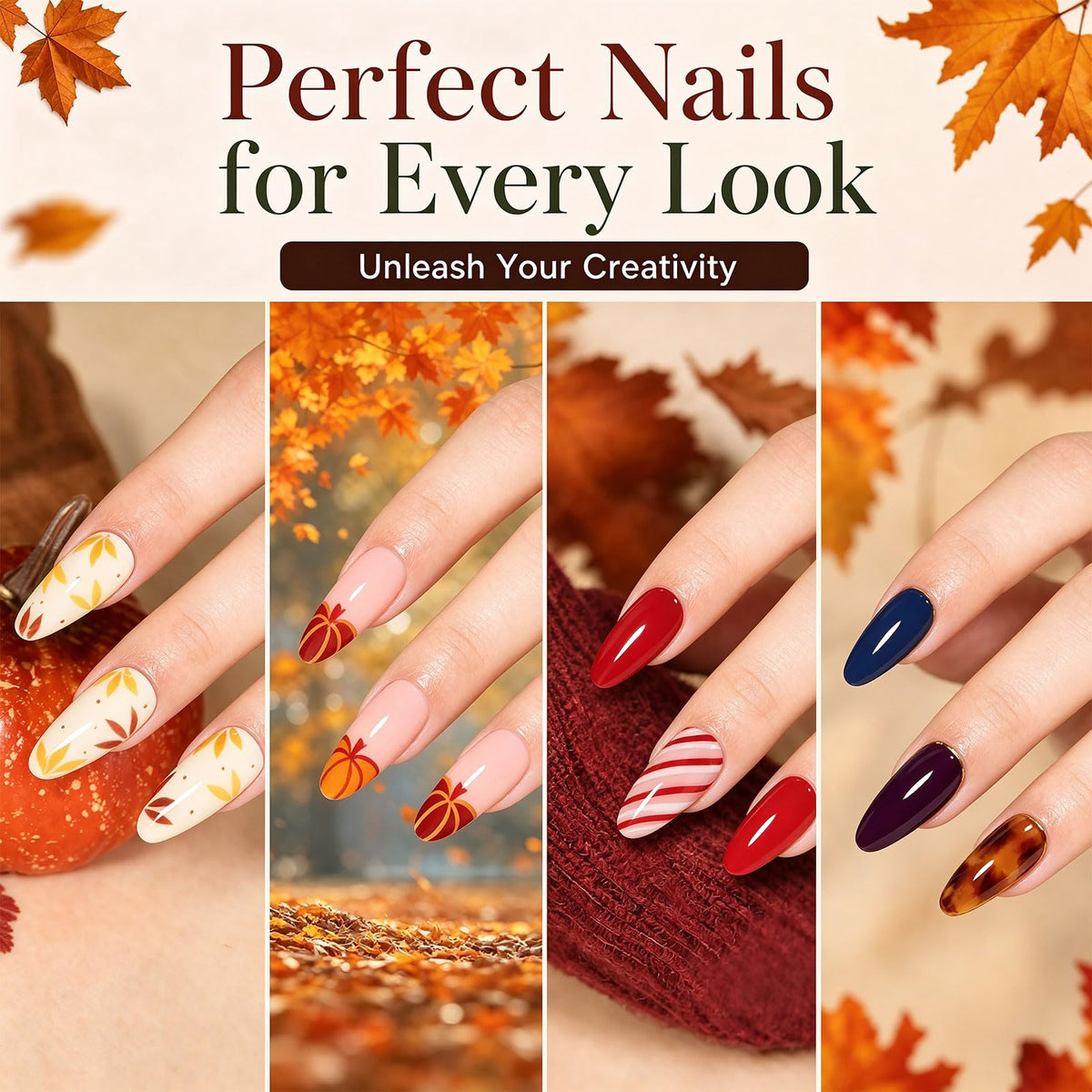 Beetles Fall Gel Nail Polish Set, 23Pcs Brown Burgundy Red Nude Pink