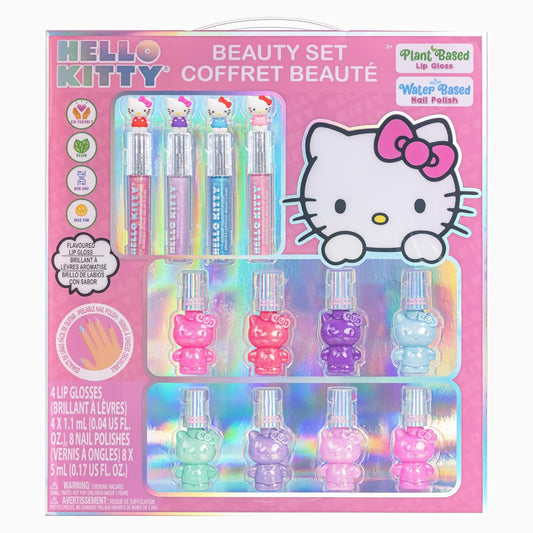 Hello Kitty Makeup Set with Nail Polish & Lip Gloss, 12-Piece, Ages 3+