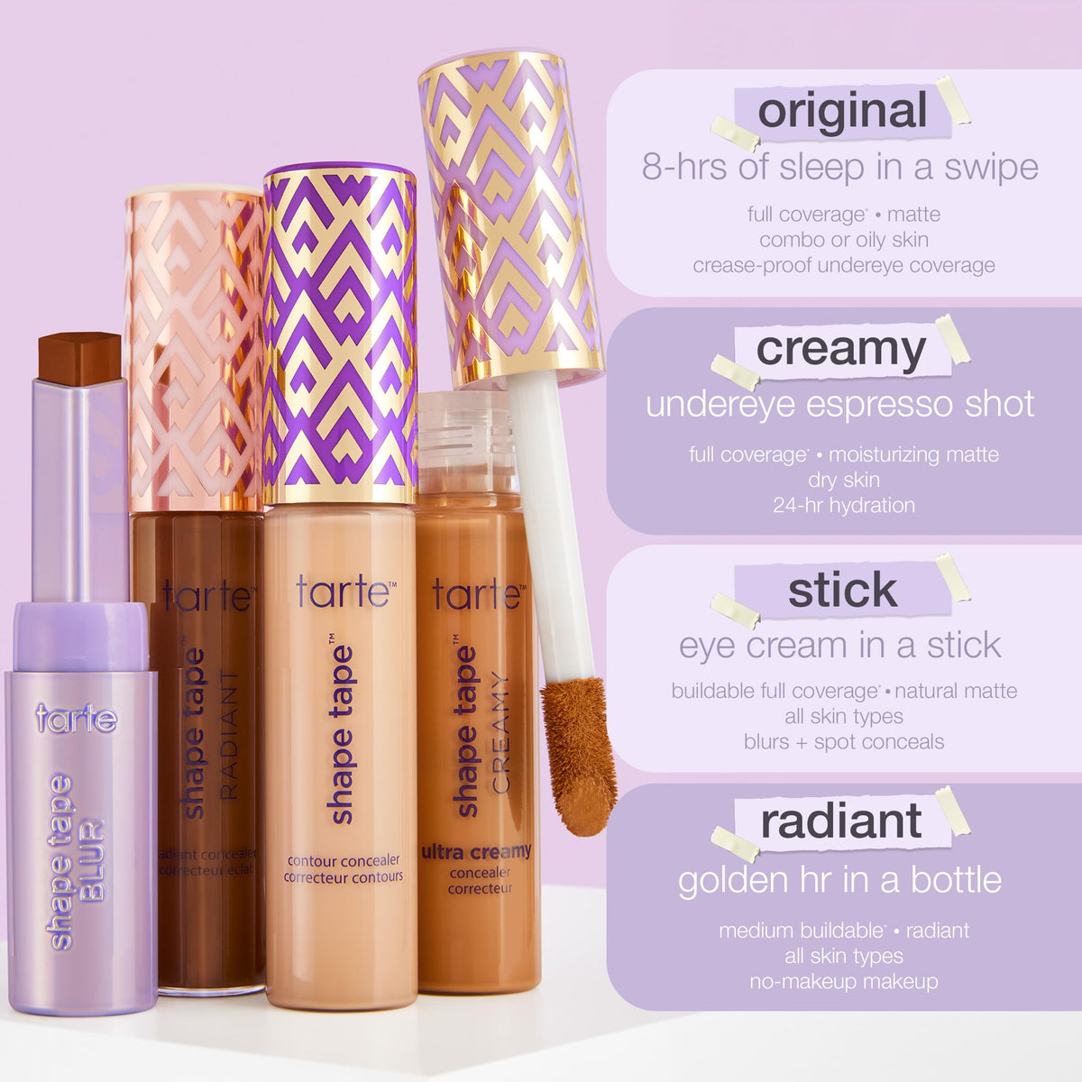 tarte shape tape blur concealer stick - Full Coverage Crease-Proof Makeup, Diamond-Shaped Precision Tip for Instant Eye Lift Effect