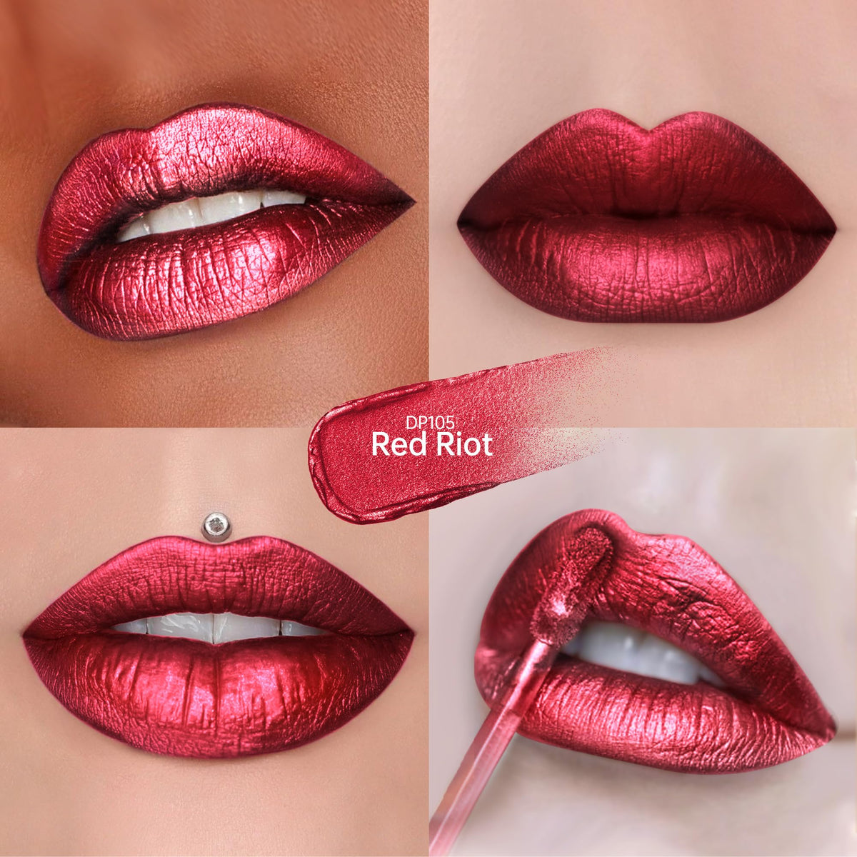 Depuplum Purple Lipsticks for Women Metallic Glitter Lipstick Long Lasting