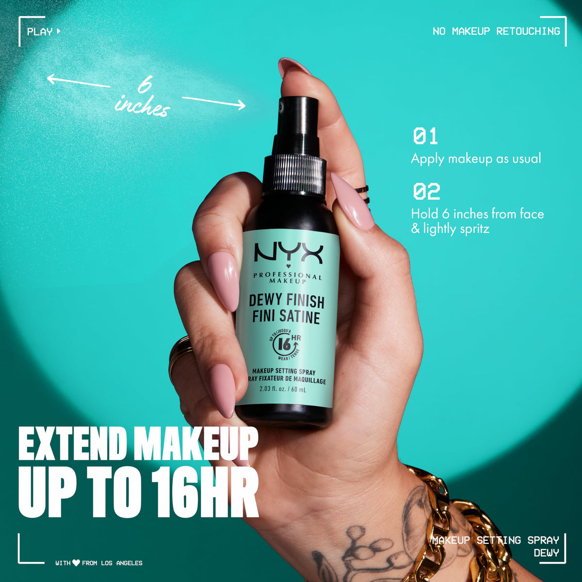 NYX PROFESSIONAL MAKEUP Makeup Setting Spray - Matte Finish, Long-Lasting Face Mist for up to 16HR Wear, Vegan Formula