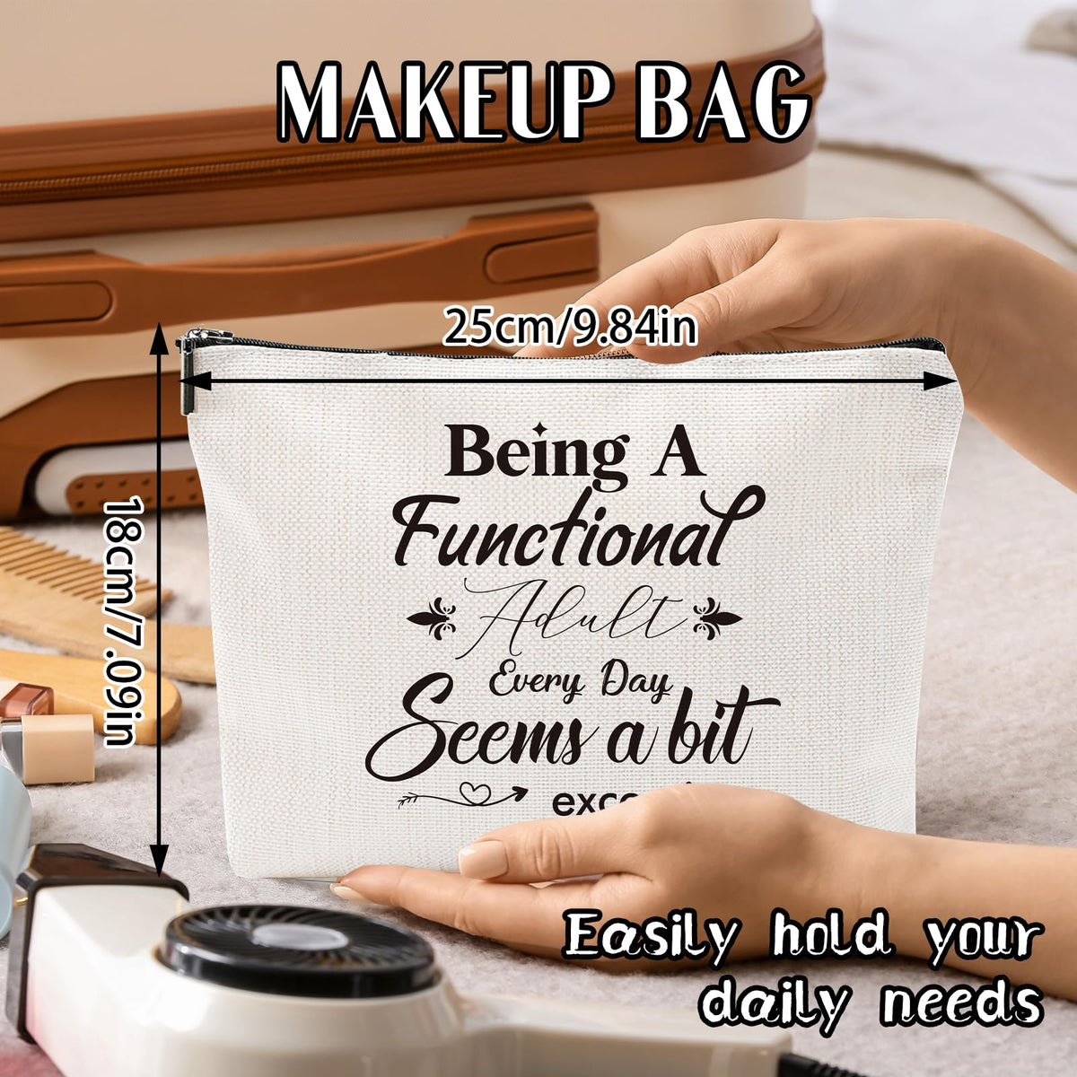 Sitsink Funny Sarcastic Gifts for Girls - Intersting Gifts for Girls Birthday. A Ray of Sarcastic Sunshine Every Single Day Makeup Bag, Cosmetic Bags Humor Sarcastic Gifts for Women Boss Coworker