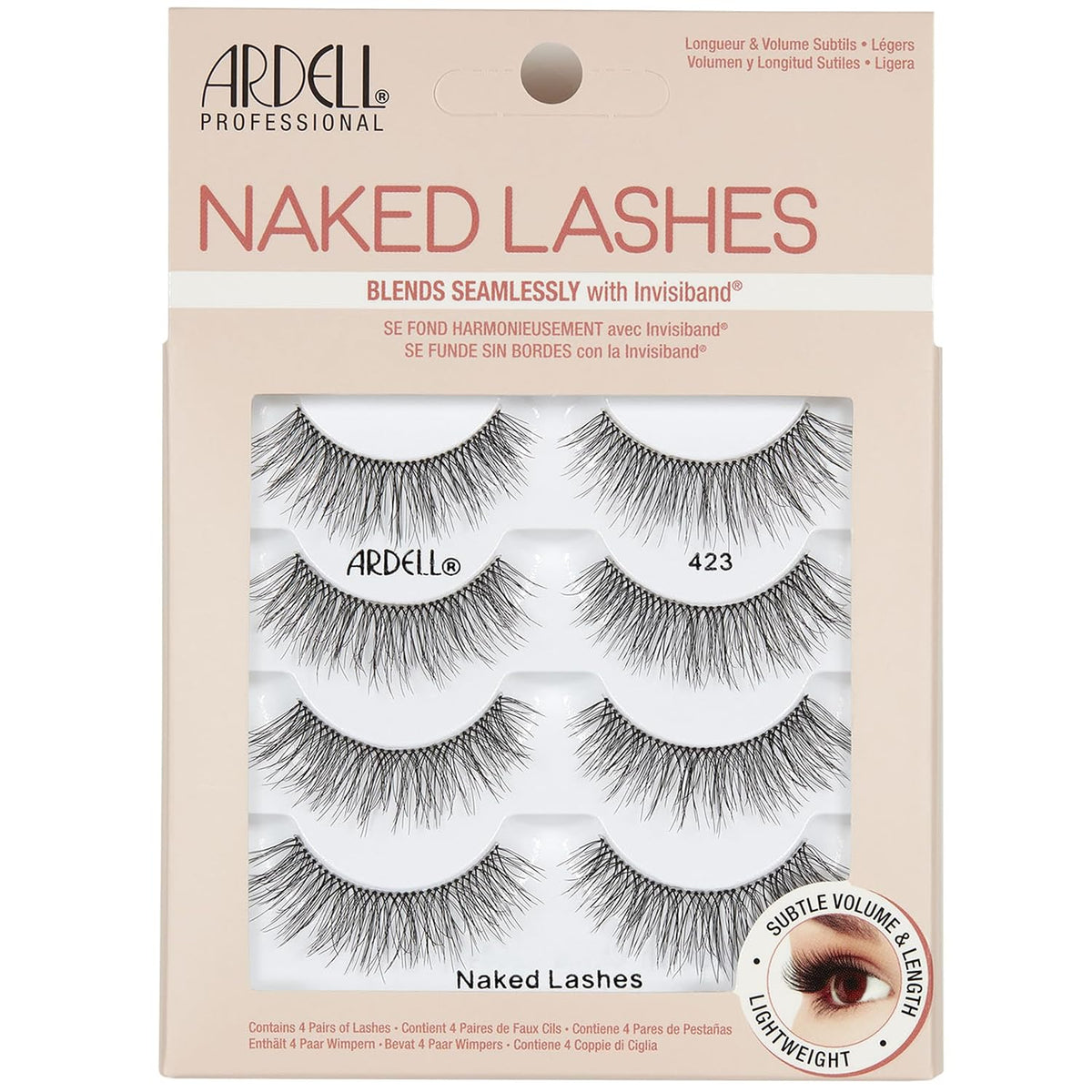 Ardell Naked Lashes 421 Subtle Volume Natural Look False Eyelashes, 4 Pairs