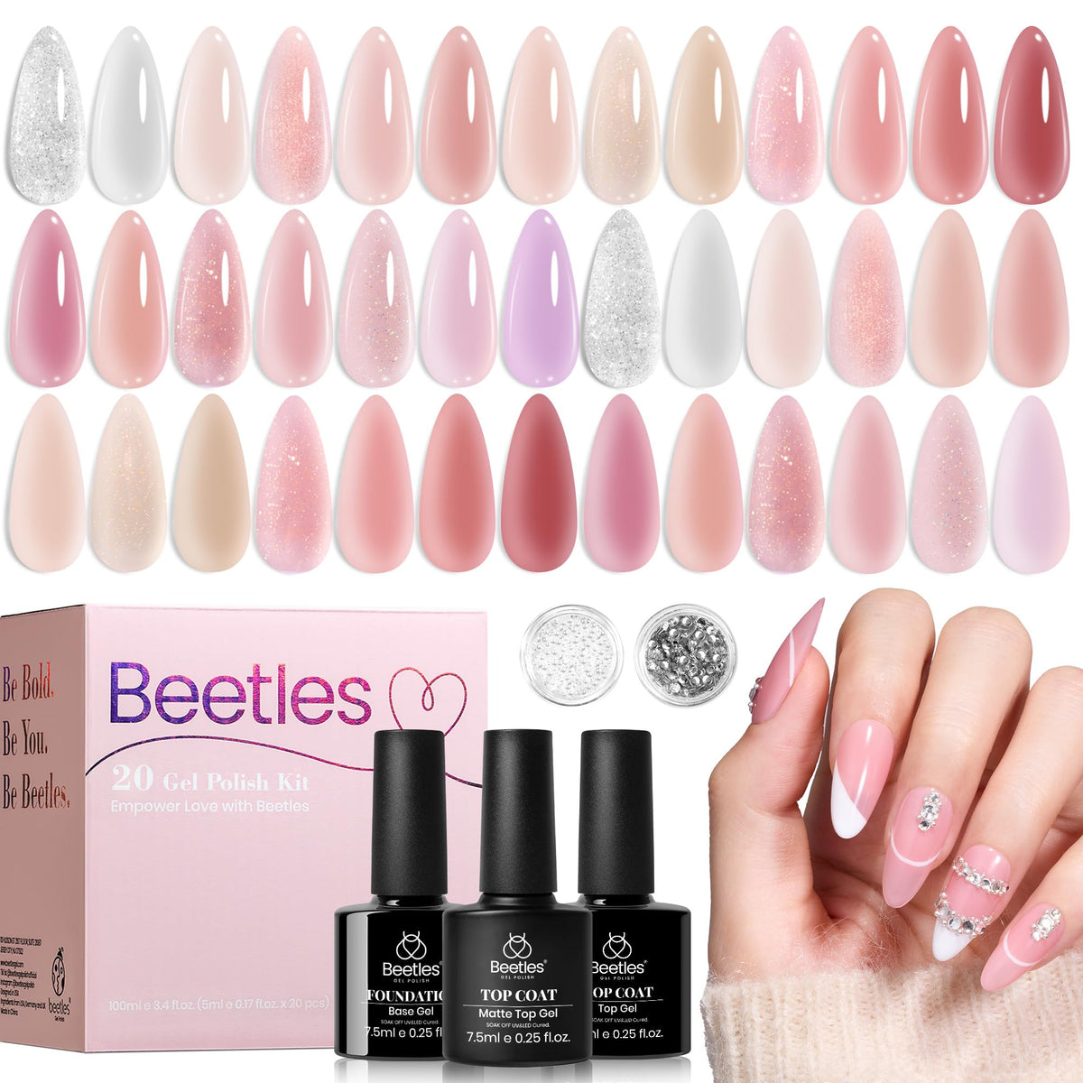 Beetles Fall Gel Nail Polish Set, 20 Colors Orange Yellow Brown