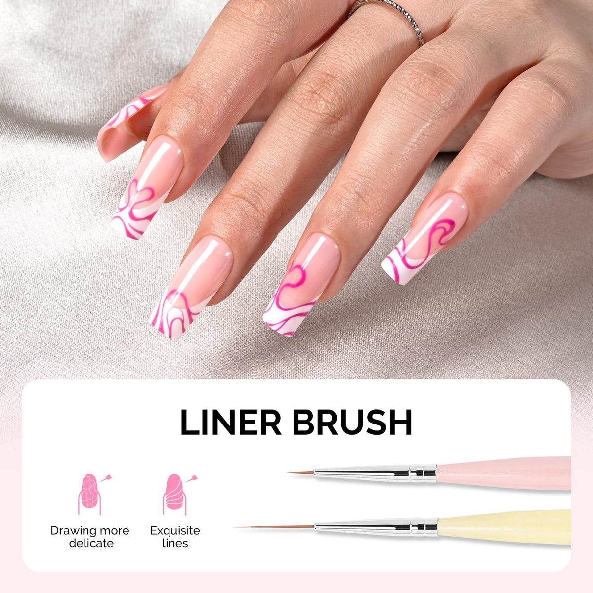 MelodySusie Nail Art Brushes Set, 6pcs Nail Art Design Pen Painting Tools