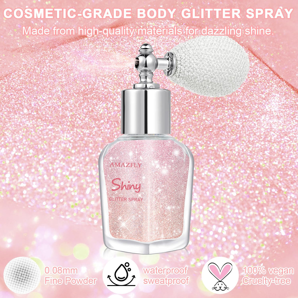 Hair and Body Glitter Spray, Shimmering Powder Sparkle Powder Makeup, Glitter Loose Sparkle Makeup for Body Highlighter,Festival Prom Rave Accessories (Glint-Rainbow)