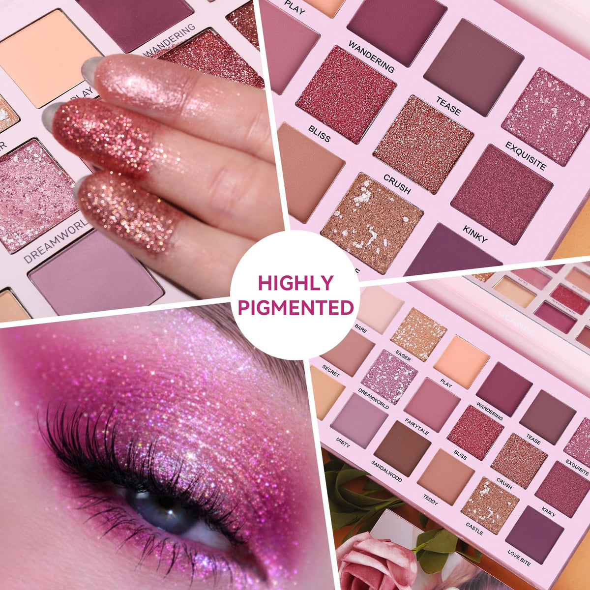 UCANBE Makeup Kit for Women & Teens,18 Colors Nude Eyeshadow +7pcs Soft Makeup Brushes + Pink Cosmetic Bag Makeup Sets, Shimmer Matte Glitter Makeup Palettes Set for Girls Beginners & Professional