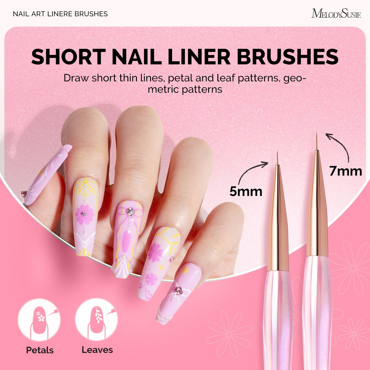 MelodySusie Nail Art Brushes Set, 6pcs Nail Art Design Pen Painting Tools