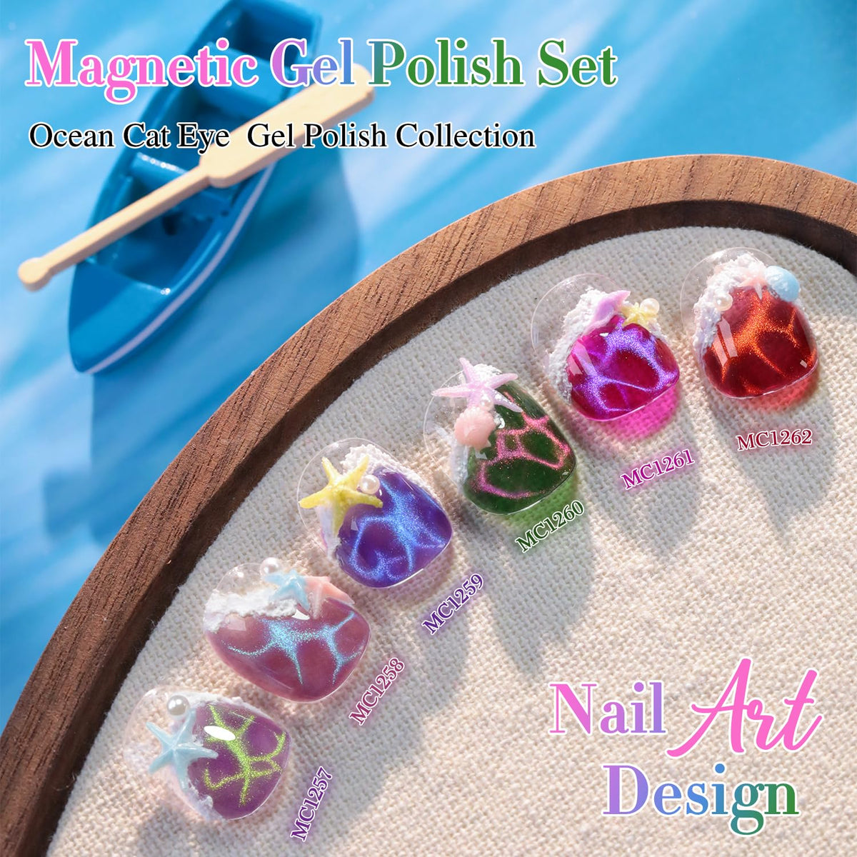 Double Rhythm Cat Eye Gel Nail Polish Set of 6 Same Color Same Bottle 0.5 Oz Shimmer Glitter with Magnet Holographic Magnetic UV Nail Polish Kit (Blush Fuchsia Magenta Purple Violet Lavender -T6-107)