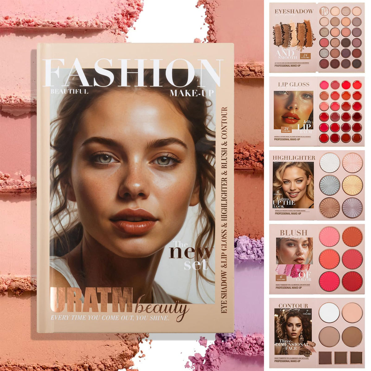 RoseFlower Make Up Set, Eyeshadow Blush Highlighter Contour Kit