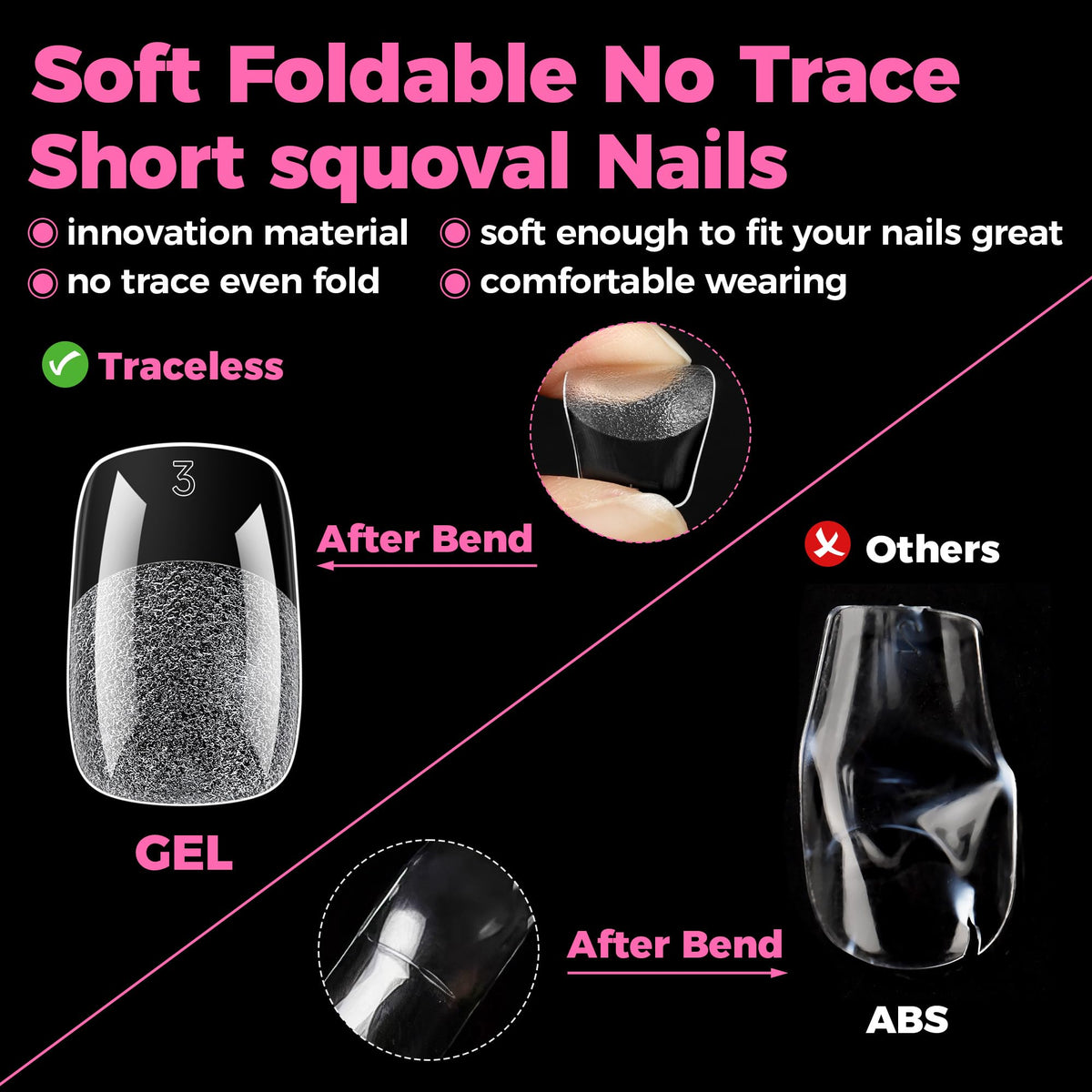 UNA GELLA Almond Gel Nail Tips 504PCS Pre-Etched Clear Fake Nails Tips