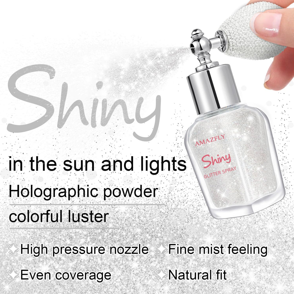 Hair and Body Glitter Spray, Shimmering Powder Sparkle Powder Makeup, Glitter Loose Sparkle Makeup for Body Highlighter,Festival Prom Rave Accessories (Glint-Rainbow)