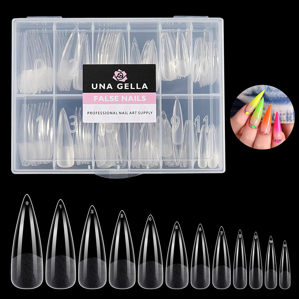 UNA GELLA Square Nail Tips XXL Long Half Cover Gel Tips 120PCS
