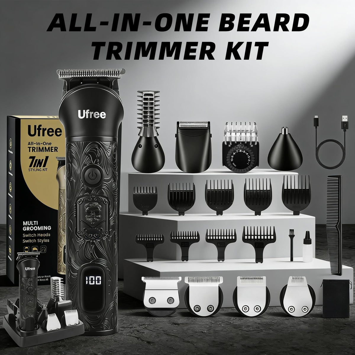 Ufree Professional Beard Trimmer for Men, Electric Shaver Razor, Men Gift