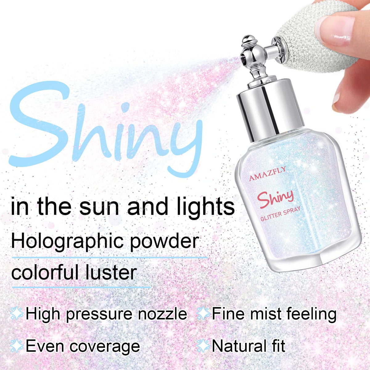 Hair and Body Glitter Spray, Shimmering Powder Sparkle Powder Makeup, Glitter Loose Sparkle Makeup for Body Highlighter,Festival Prom Rave Accessories (Glint-Rainbow)
