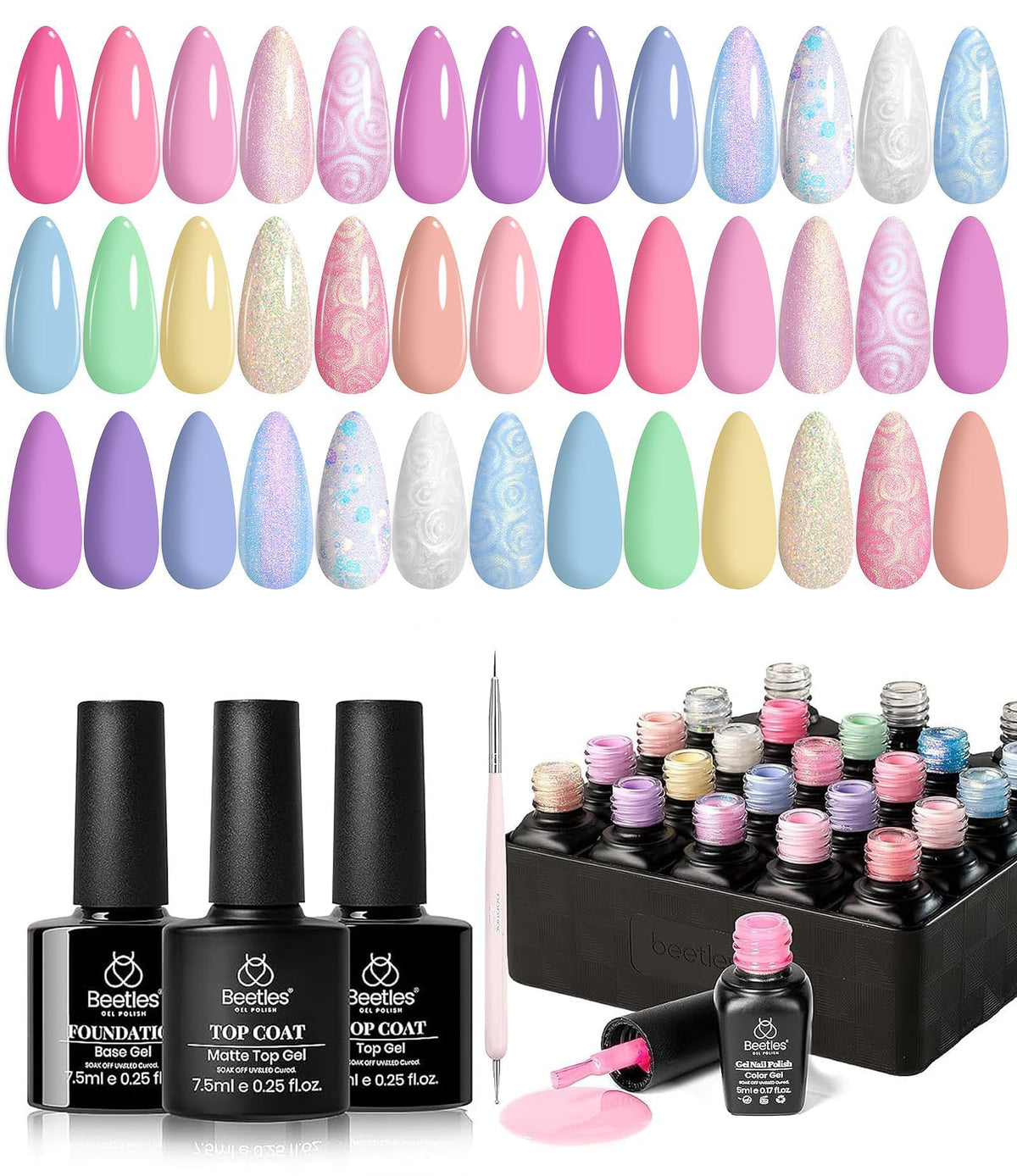 Beetles Fall Gel Polish Set, Fingertip Palette Collection, 32 Colors