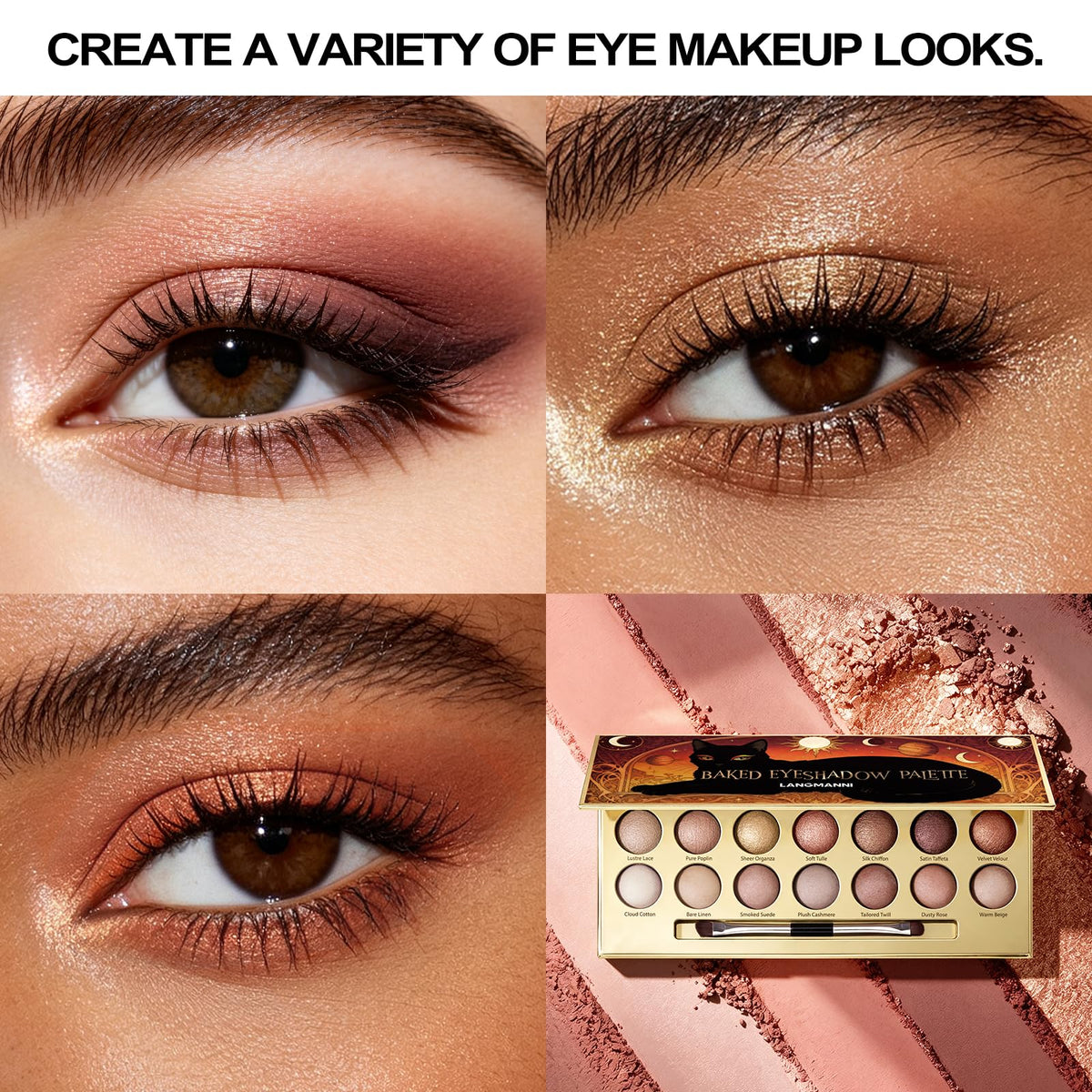 14-Color Baked Eyeshadow Palette, Matte & Shimmer, Nocturnal Nebula