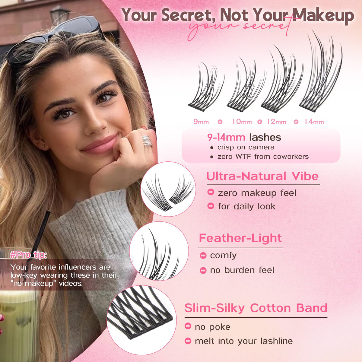 Goddvenus Lash Clusters Kit Wispy Eyelash Clusters Lashes Natural DIY Lash Extension Kit 10-16mm Cluster Eyelash Extensions Kit 300pcs C Curl Individual Lashes Cluster Eyelash (No Tweezers)