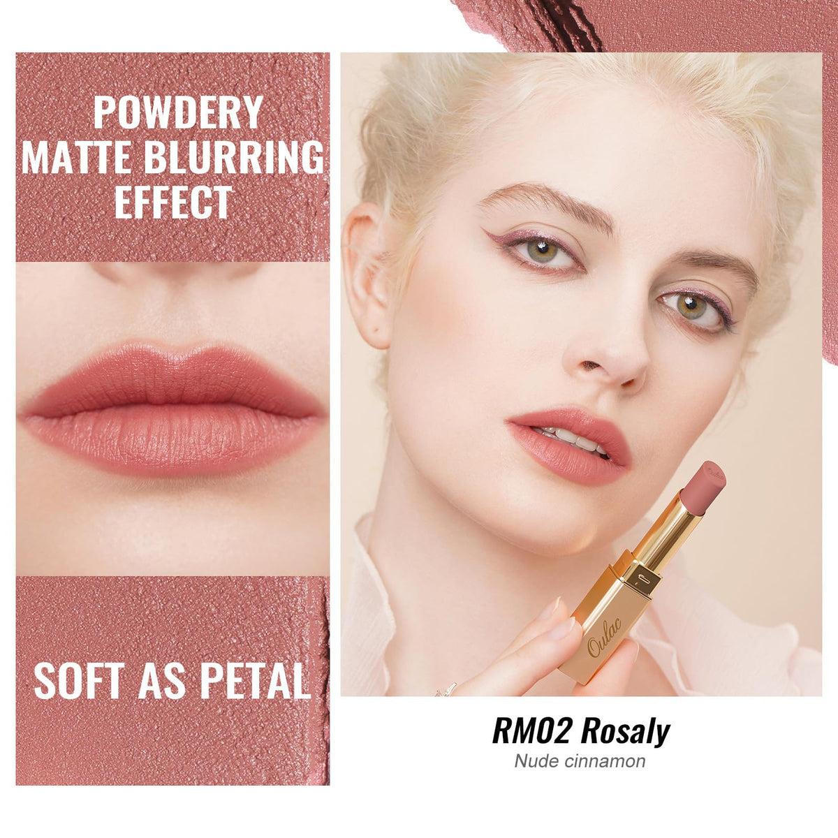 Oulac Red Matte Lipsticks for Women, Silky Velvet Matte Lipstick, Terracotta High Impact Lip Color, Soft Smooth Texture, Not Dry Lightweight Formula Infused with Vitamin E, RM06