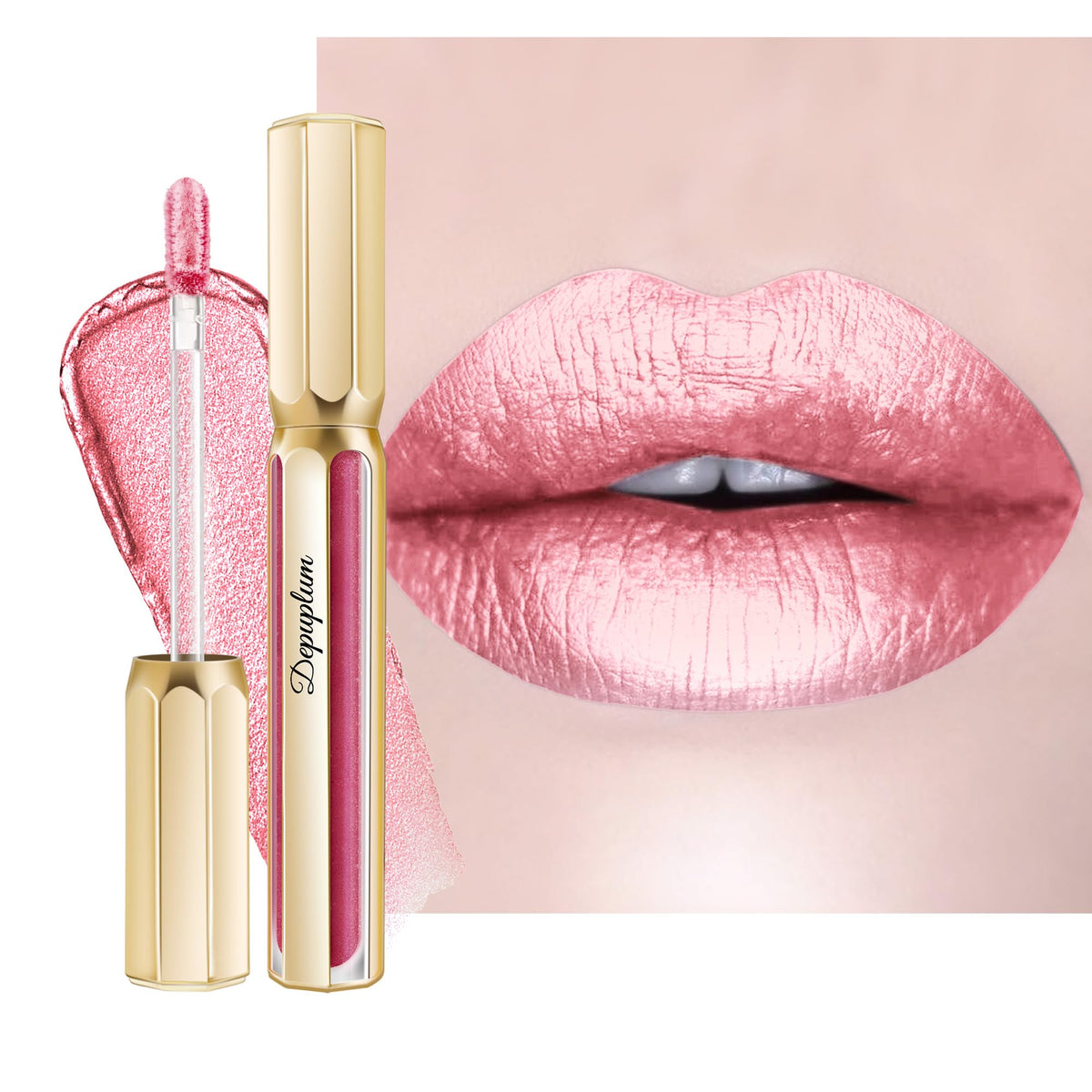 Depuplum Purple Lipsticks for Women Metallic Glitter Lipstick Long Lasting