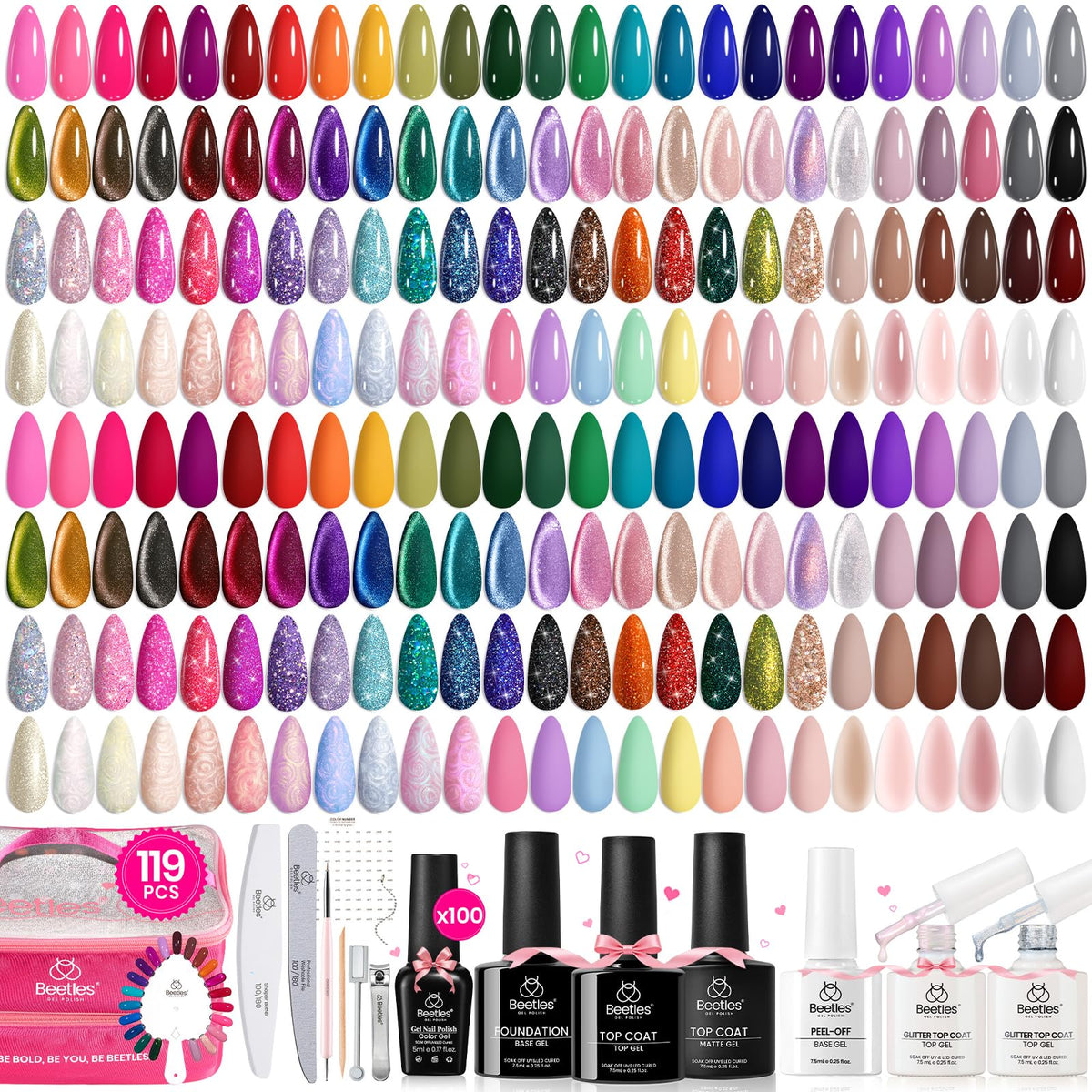 Beetles Cat Eye Gel Nail Polish Set, 36 Colors Magnetic Fall Gel Polish Kit
