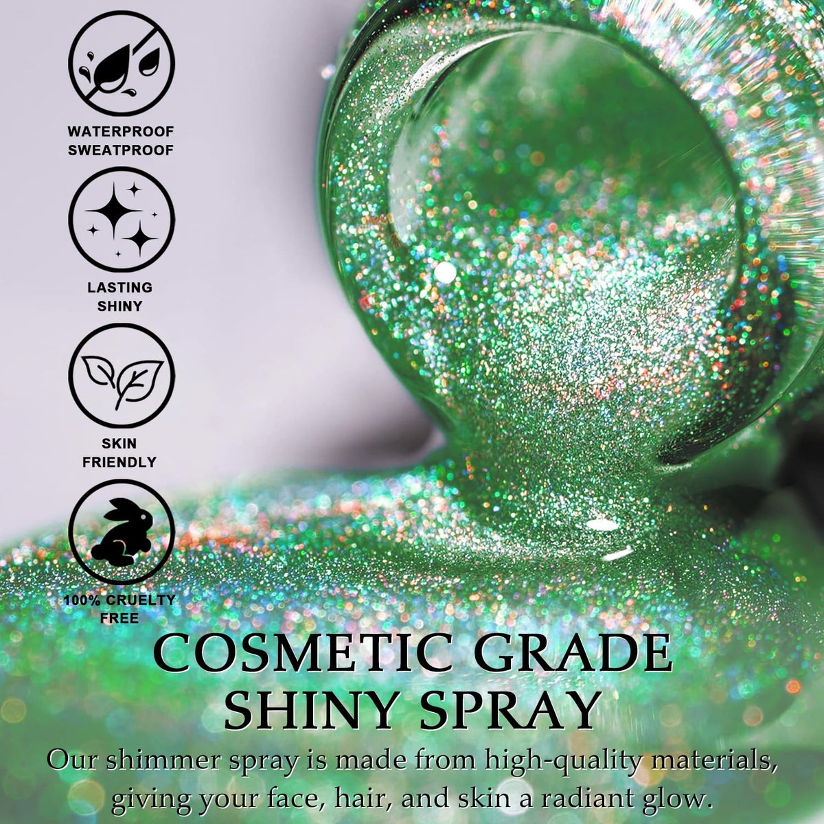 Hair and Body Glitter Spray, Shimmering Powder Sparkle Powder Makeup, Glitter Loose Sparkle Makeup for Body Highlighter,Festival Prom Rave Accessories (Glint-Rainbow)