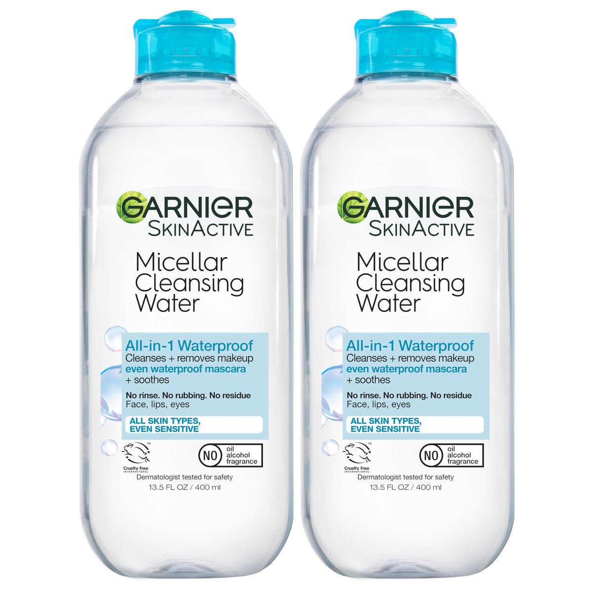 Garnier SkinActive Micellar Water For Waterproof Makeup, Facial Cleanser & Makeup Remover, 13.5 Fl Oz (400mL), 1 Count (Packaging May Vary)