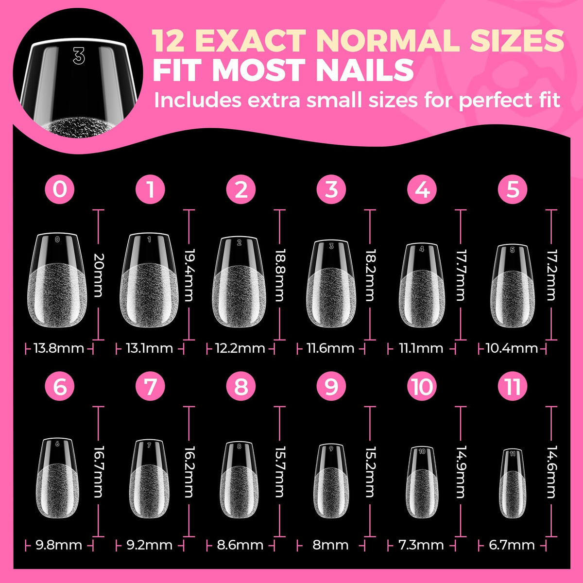 UNA GELLA Almond Gel Nail Tips 504PCS Pre-Etched Clear Fake Nails Tips