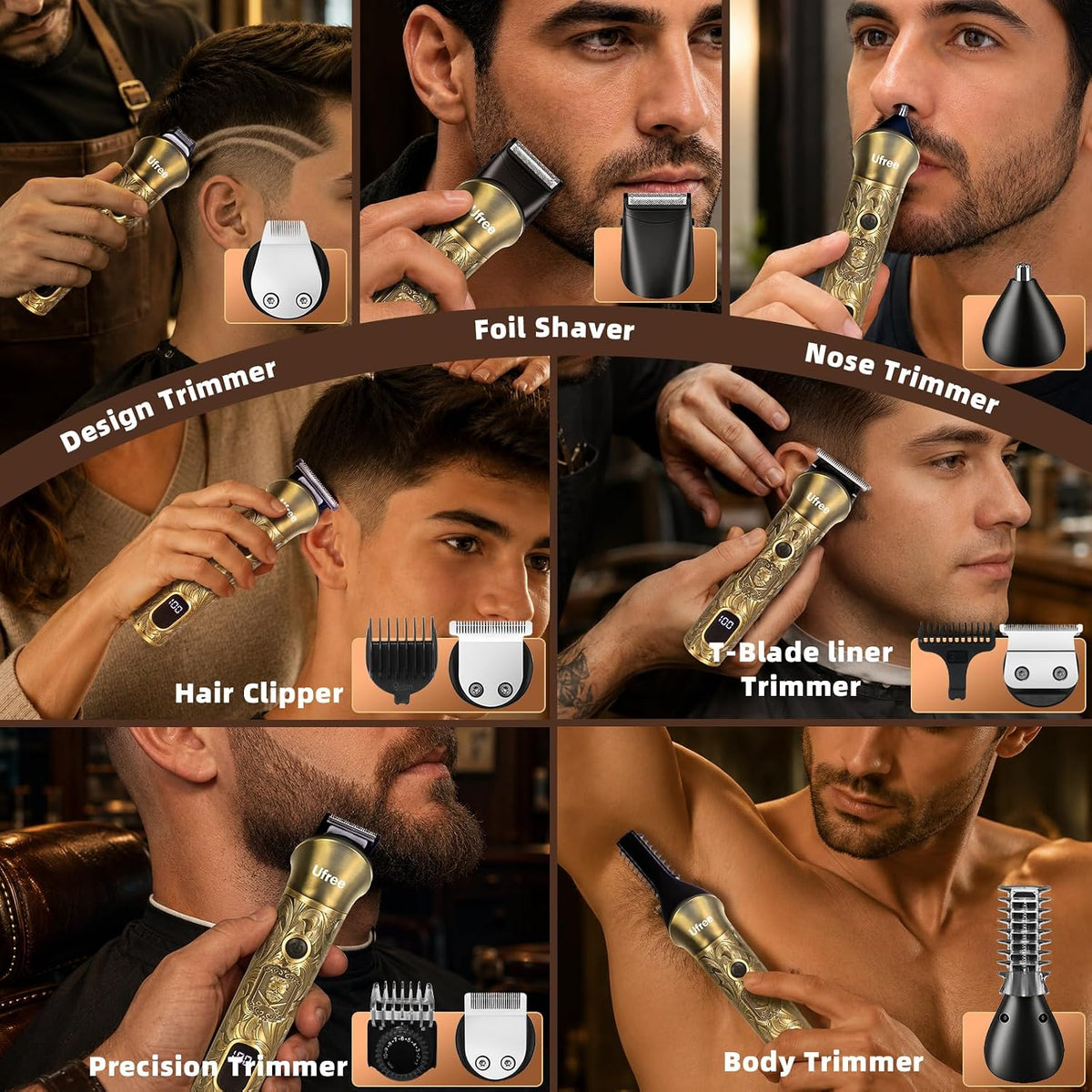 Ufree Professional Beard Trimmer for Men, Electric Shaver Razor, Men Gift