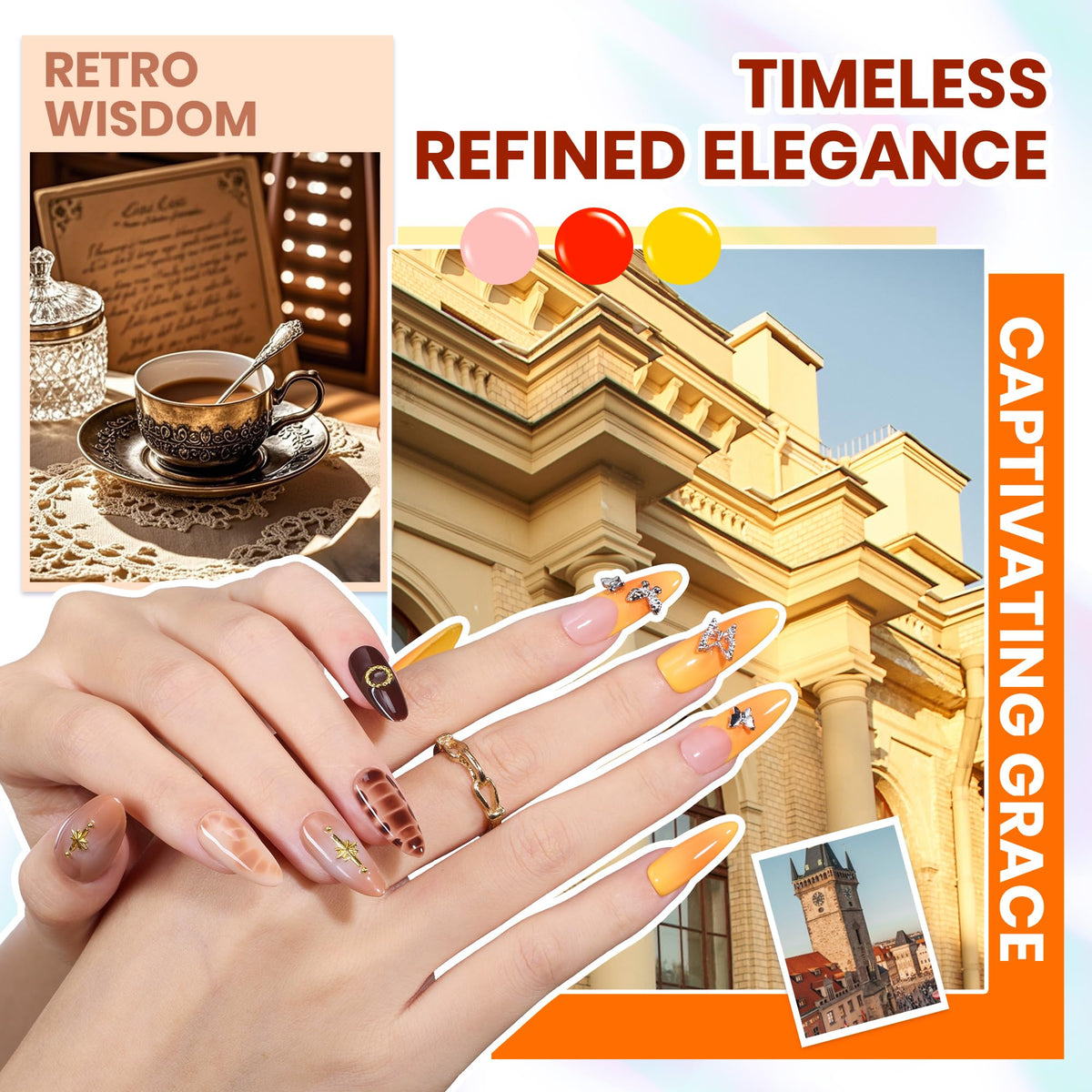 Beetles Fall Gel Nail Polish Set, 20 Colors Orange Yellow Brown