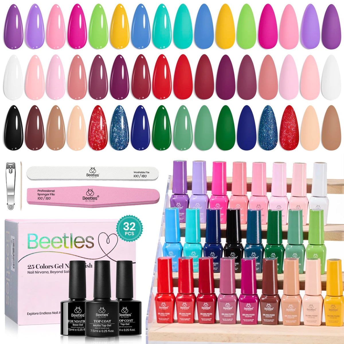 Beetles Cat Eye Gel Nail Polish Set, 36 Colors Magnetic Fall Gel Polish Kit