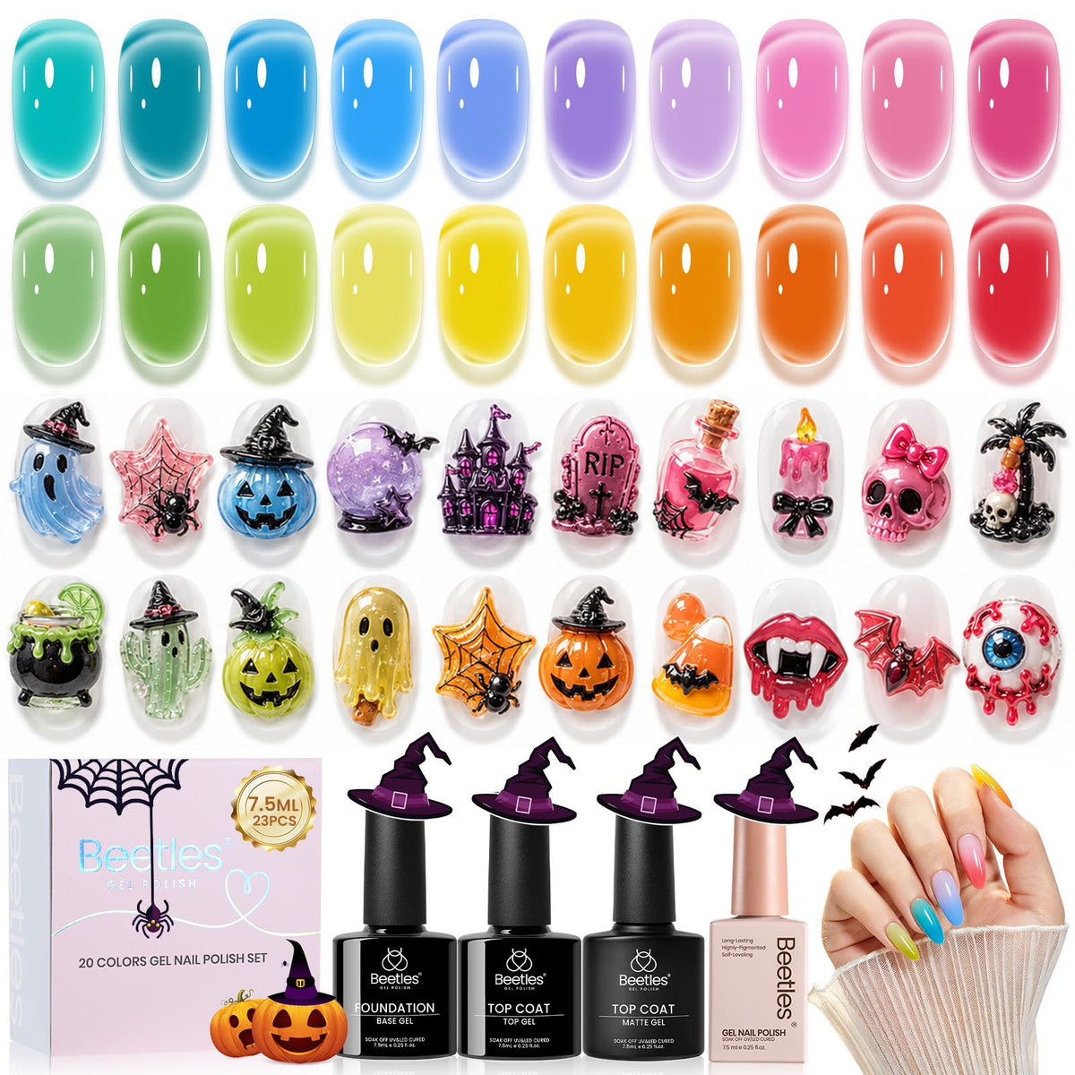 Beetles Cat Eye Gel Nail Polish Set, 36 Colors Magnetic Fall Gel Polish Kit