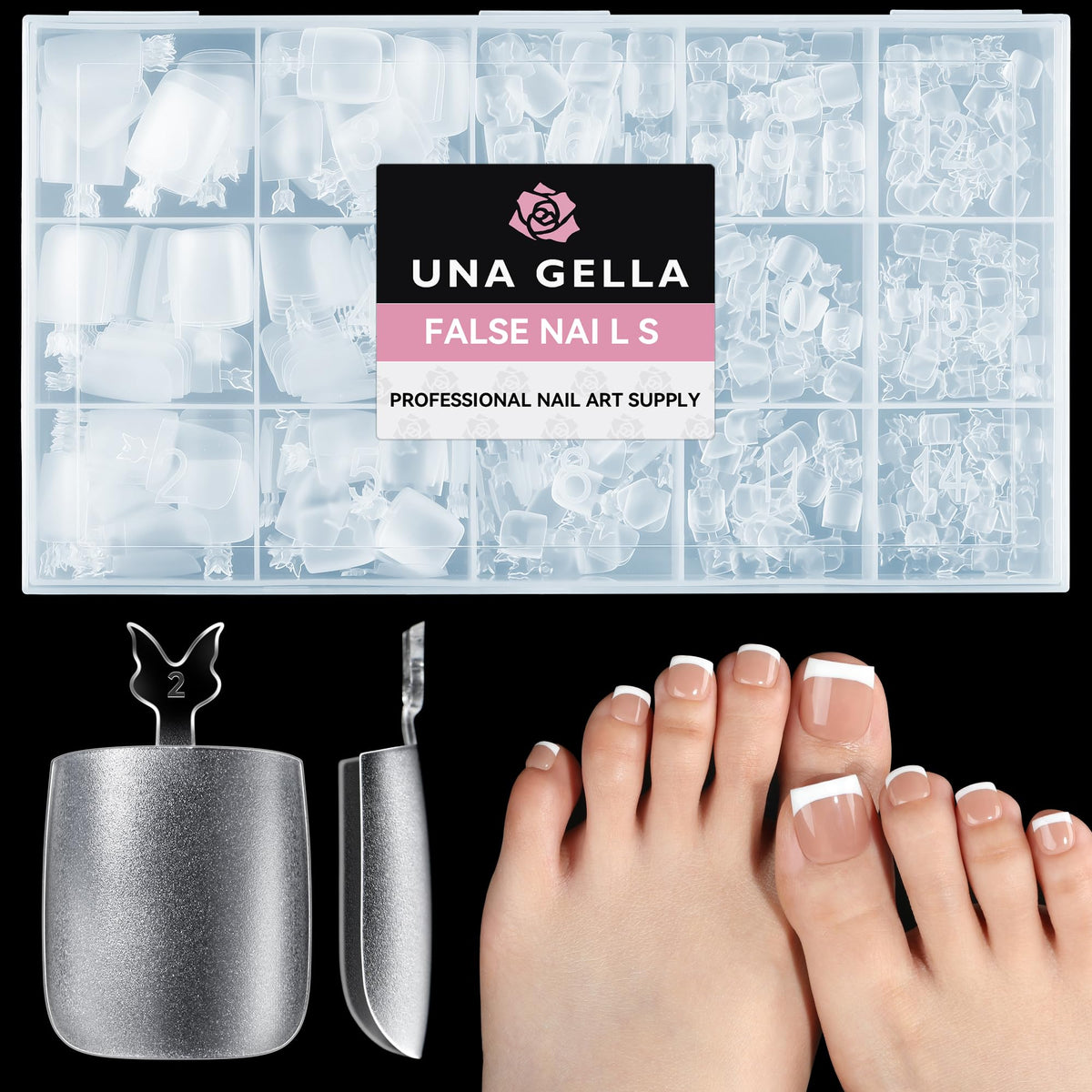 UNA GELLA Almond Gel Nail Tips 504PCS Pre-Etched Clear Fake Nails Tips