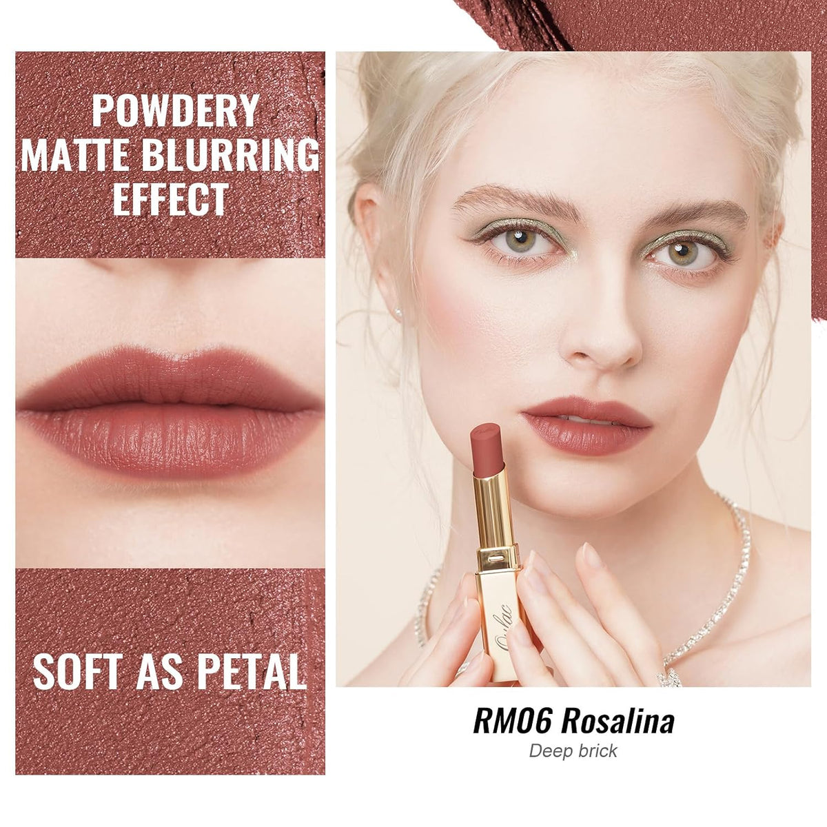 Oulac Red Matte Lipsticks for Women, Silky Velvet Matte Lipstick, Terracotta High Impact Lip Color, Soft Smooth Texture, Not Dry Lightweight Formula Infused with Vitamin E, RM06