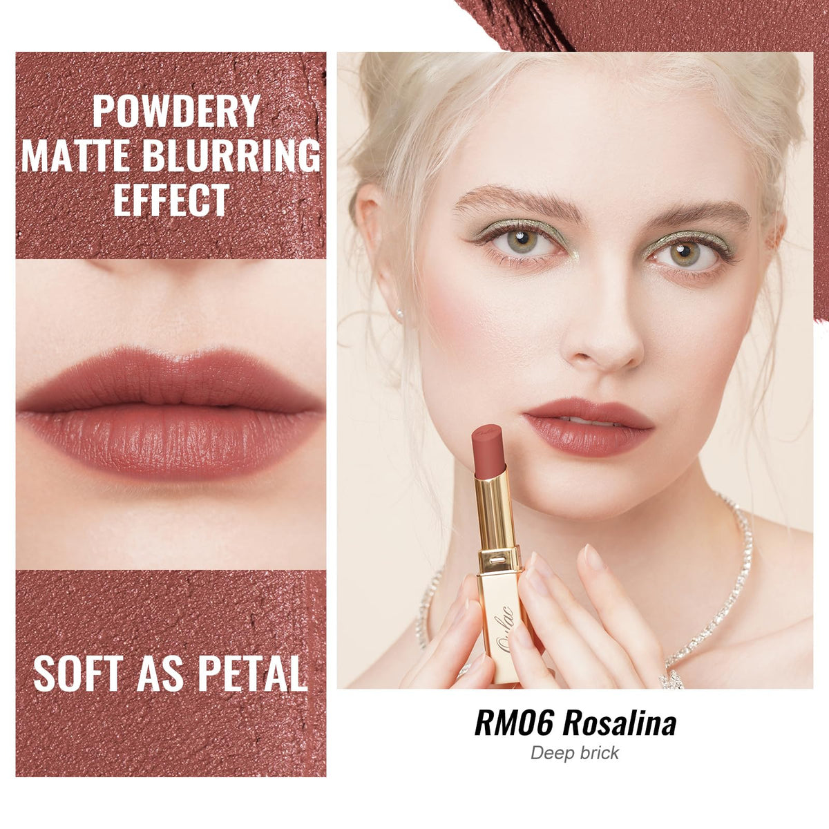 Oulac Red Matte Lipsticks for Women, Silky Velvet Matte Lipstick, Terracotta High Impact Lip Color, Soft Smooth Texture, Not Dry Lightweight Formula Infused with Vitamin E, RM06