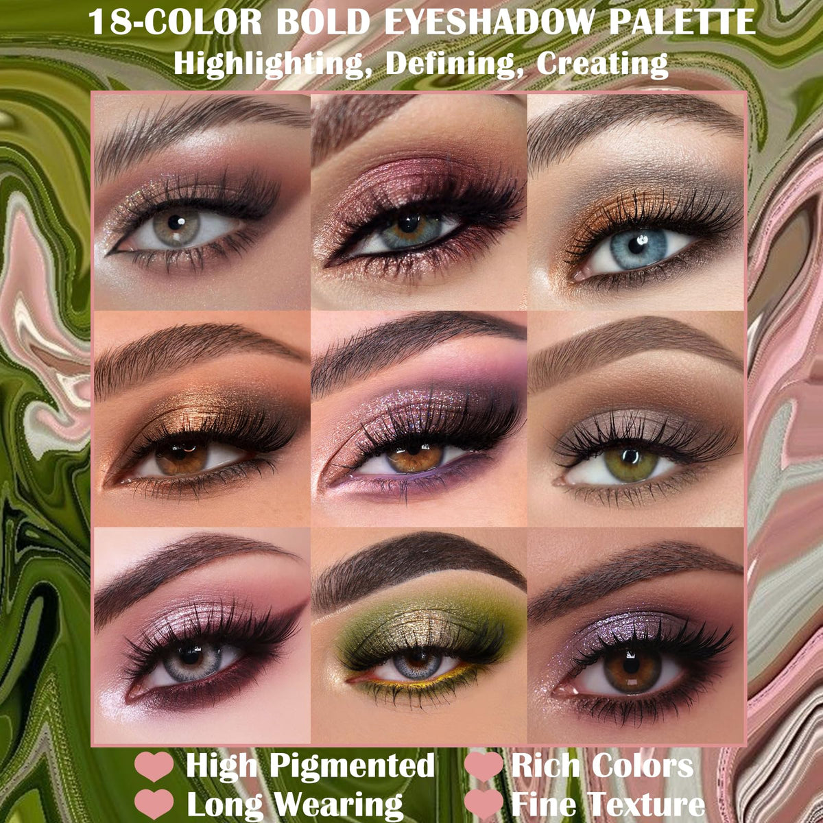 Matte Eyeshadow Palette Pro 18 Colors Pigmented Shimmer Glitter Eye Shadow Palette, Long Lasting Waterproof Dark Smokey Powder Cosmetics Pallet Halloween Valentine Gift Makeup Kit (01# Seductress)