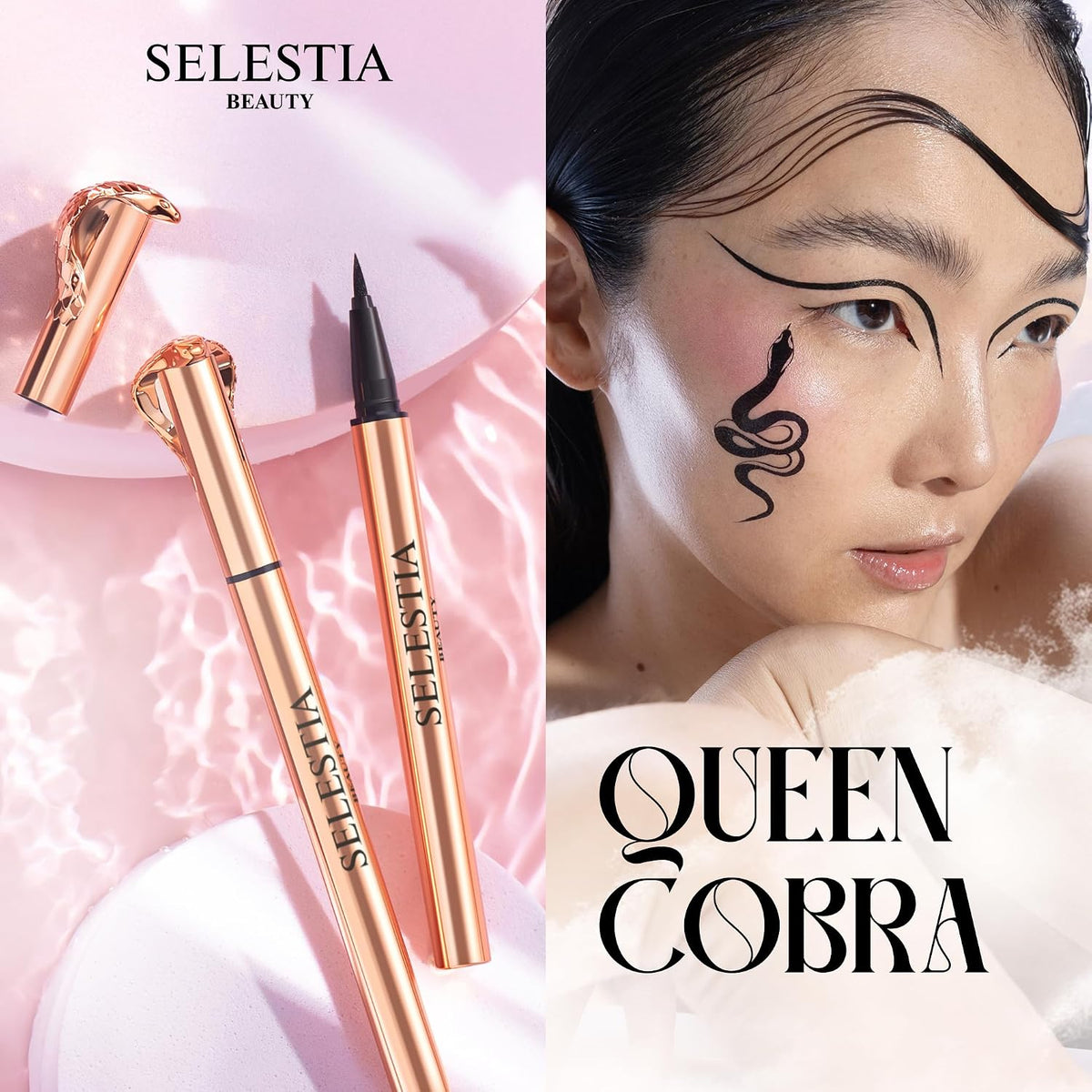 SELESTIA BEAUTY Black Liquid Eyeliner Pencil Queen Cobra – Long-Lasting – Quick-Drying, No Flaking – Thin Applicator & Intense Color – 0.016 fl.oz
