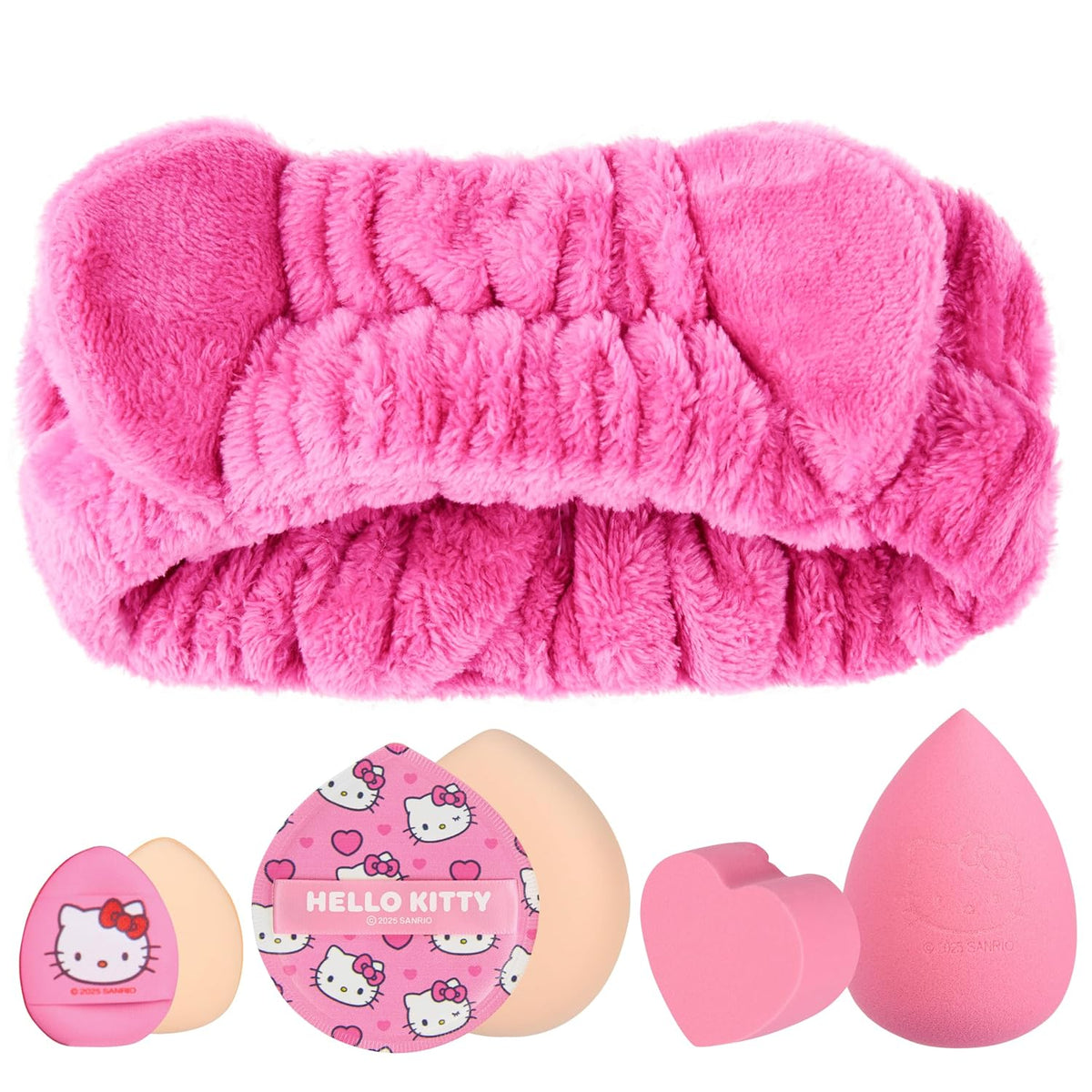 Get Trend Hello Kitty Sanrio Makeup Brush Sponge Set for Girls, Teens with Headband Powder Puffs Soft Brushes Beauty Sponges, Kawaii Gifts for Girls (Pink Hello Kitty)