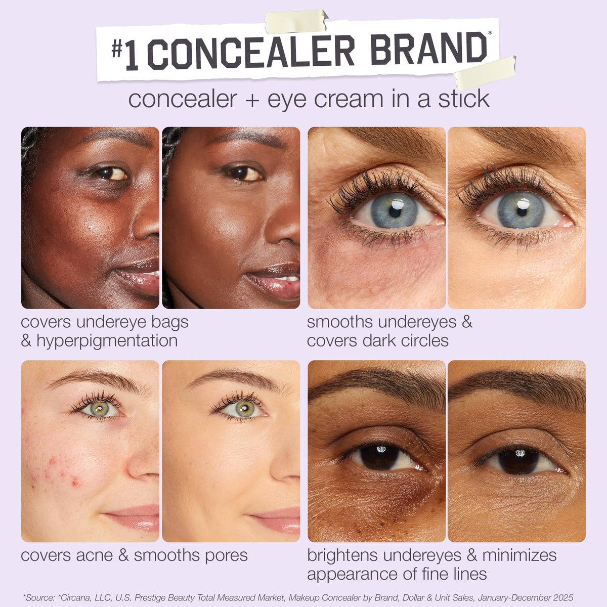 tarte shape tape blur concealer stick - Full Coverage Crease-Proof Makeup, Diamond-Shaped Precision Tip for Instant Eye Lift Effect