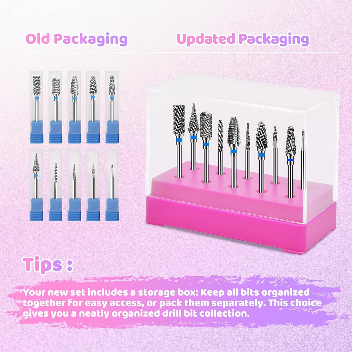 CGBE Nail Drill Bits Set: 10PCS Tungsten Carbide Drill Bits for Nail Drill