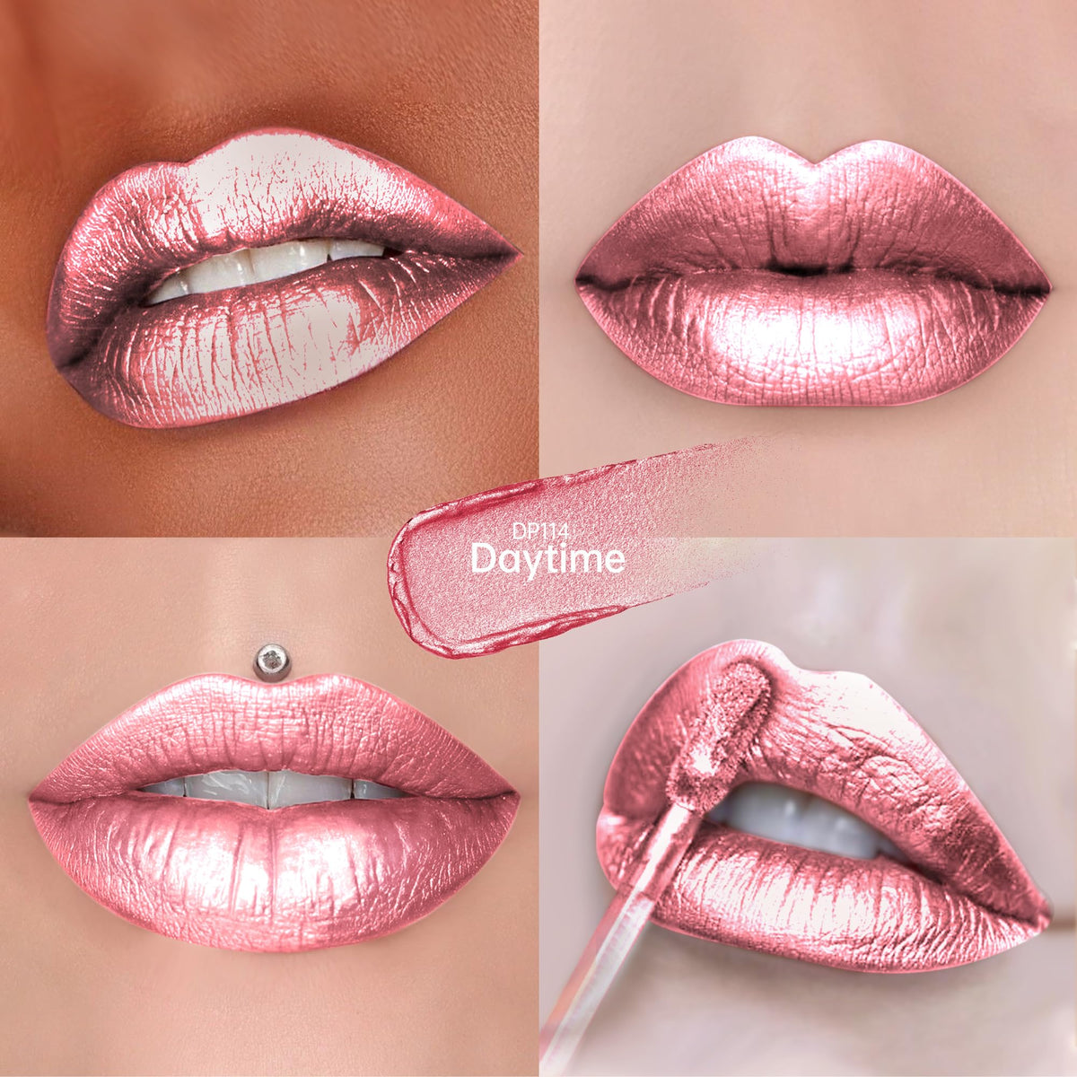 Depuplum Purple Lipsticks for Women Metallic Glitter Lipstick Long Lasting